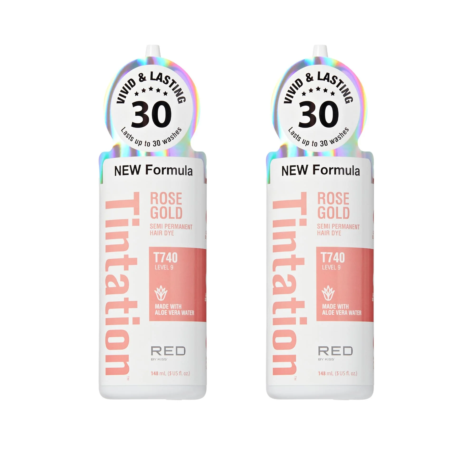 Excellent Red by Kiss Tintation Semi-Permanent Hair Color Aloe Vera Water Based Argan Oil Olive Oil Collagen Keratin Long-Lasting Color Dye Rose Gold 2 Proven