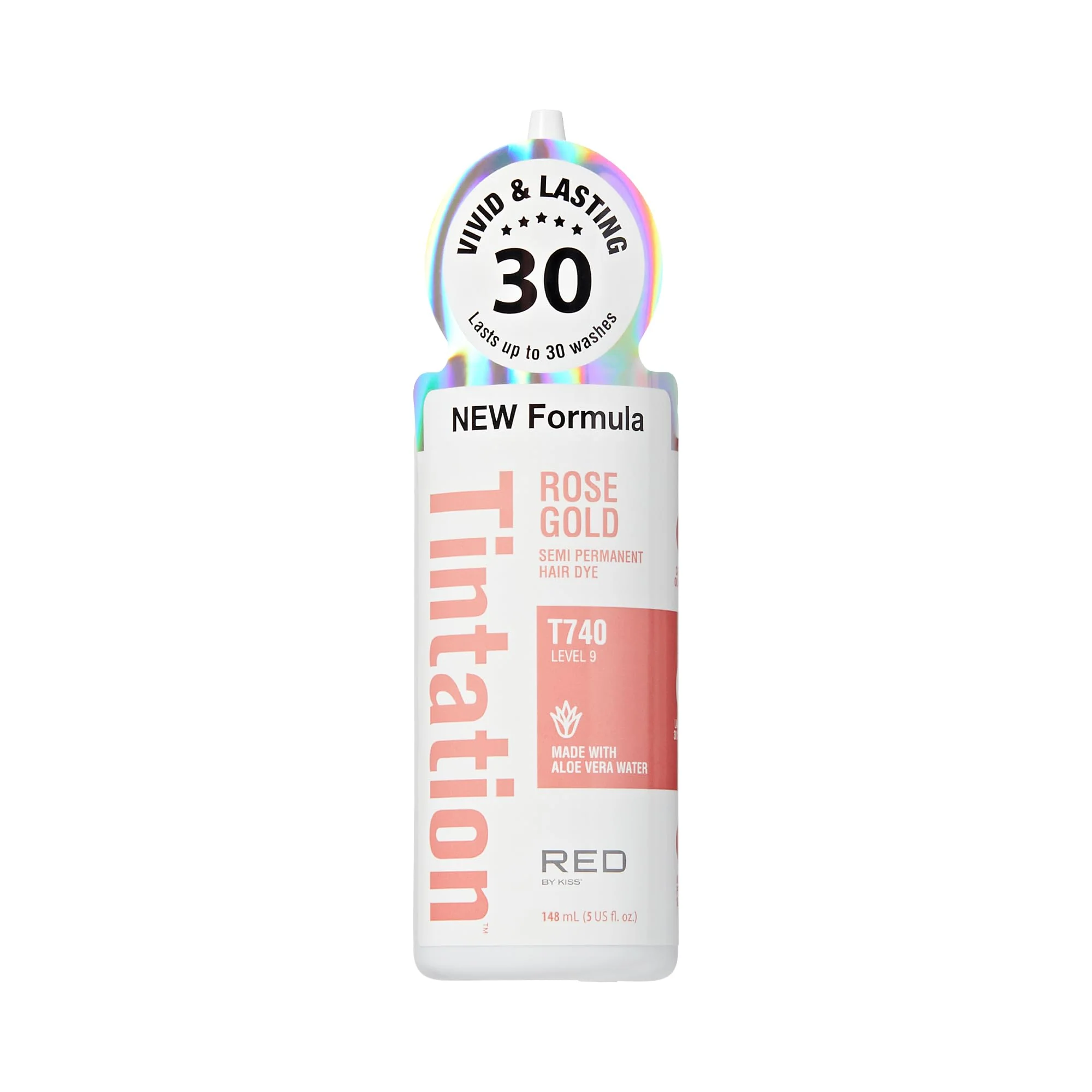Consistent Red by Kiss Tintation Semi-Permanent Hair Color Aloe Vera Water Based Argan Oil Olive Oil Collagen Keratin Long-Lasting Color Dye Rose Gold 5 Smooth
