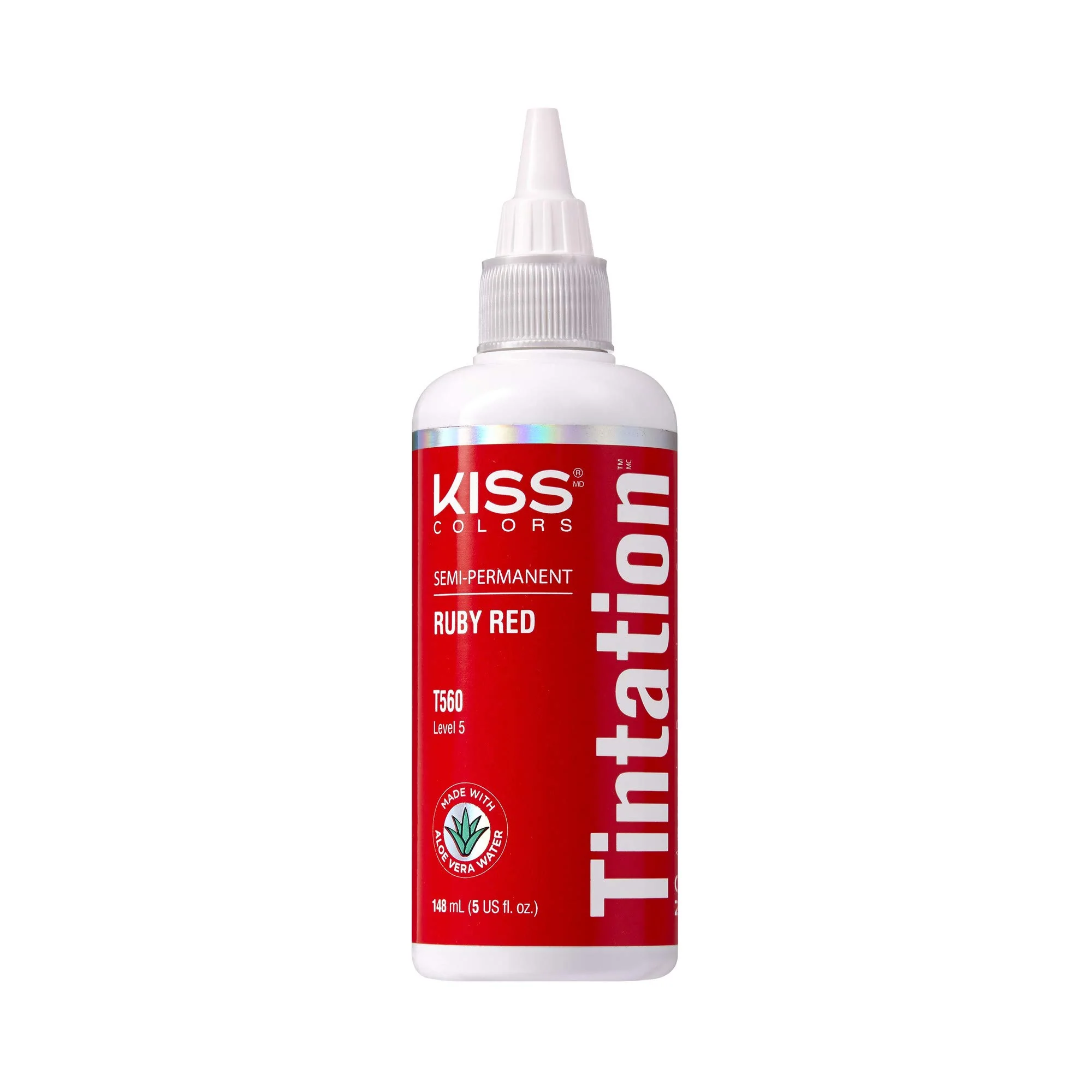 Outstanding Red by Kiss Tintation Semi-Permanent Hair Color Aloe Vera Water Based Argan Oil Olive Oil Collagen Keratin Long-Lasting Color Dye Ruby Red 5