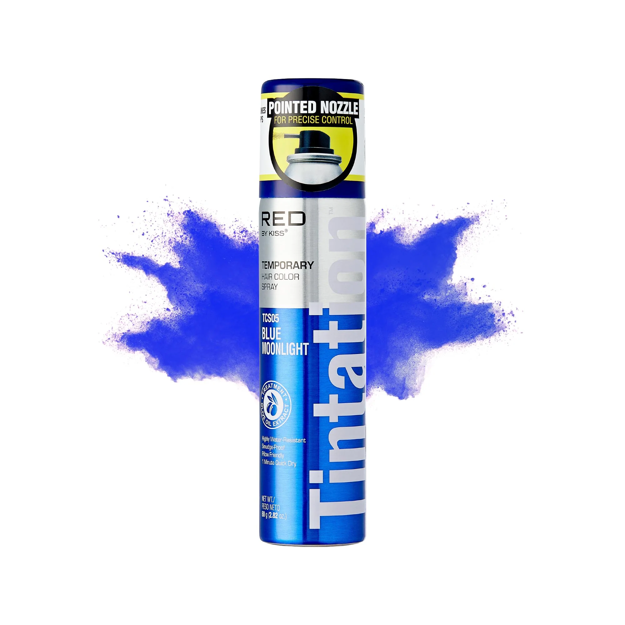 Convenient Red by Kiss Tintation Temporary Hair Color Spray 2.82oz Quick-Dry Smudge-Proof Vivid Color Washable Hair Dye Styling Spray Cosplay Halloween Professional