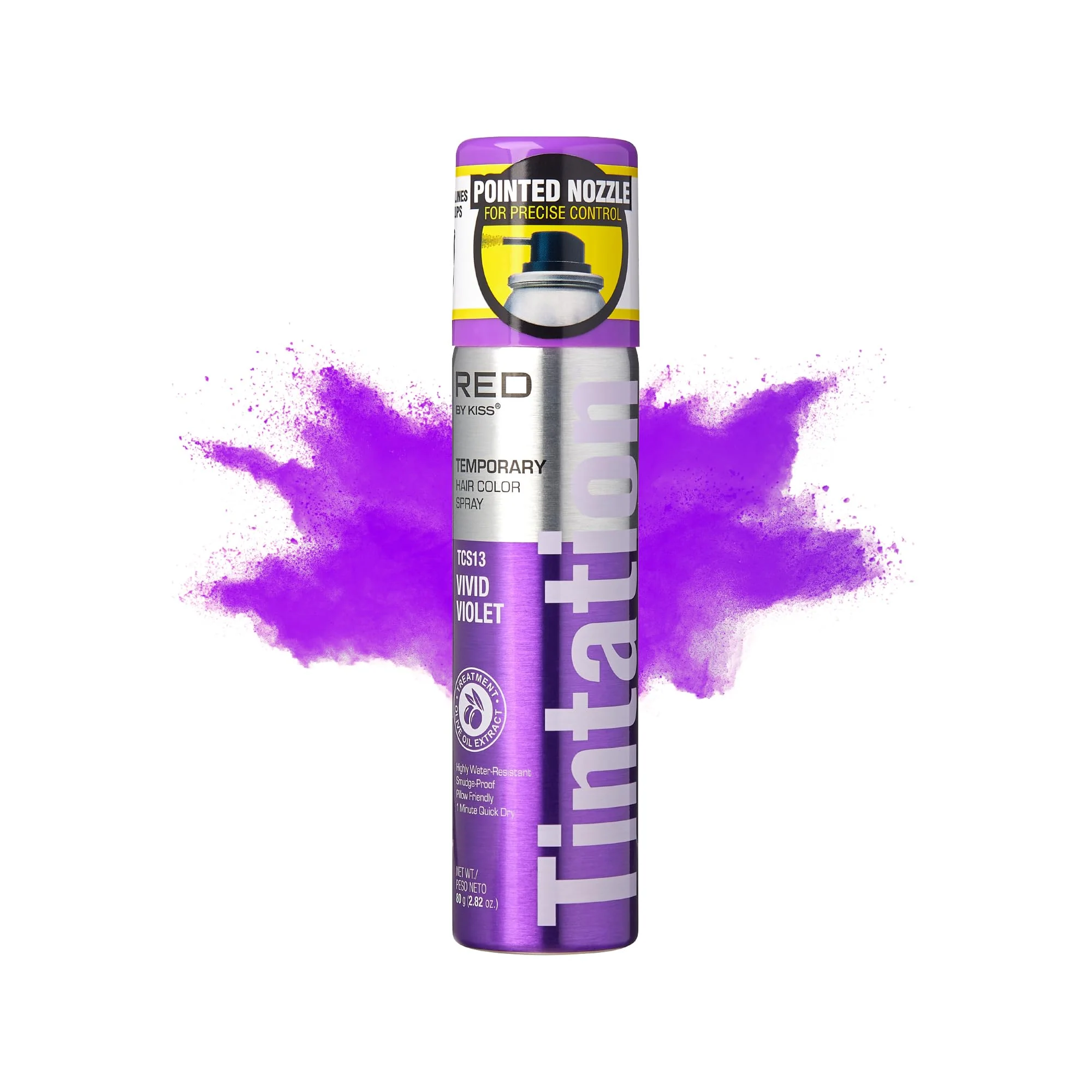 Lightweight Red by Kiss Tintation Temporary Hair Color Spray 2.82oz Quick-Dry Smudge-Proof Vivid Color Washable Hair Dye Styling Spray Cosplay Halloween Luxury