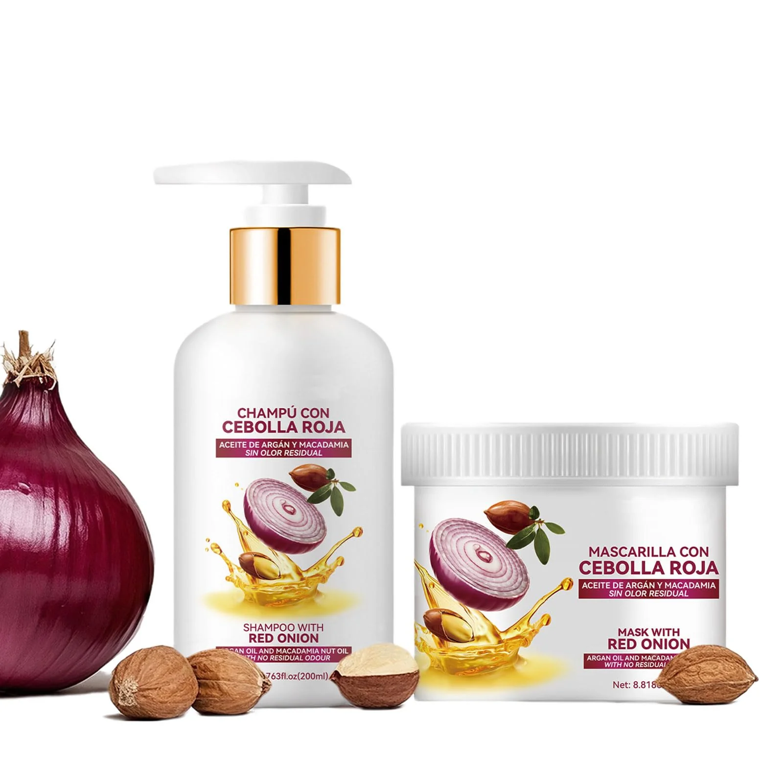Pure Red Onion Shampoo Treatment Set Strengthens Thickens Reduces Hair Loss Strengthening Follicles Hydrating Nourishing for Thinning Excellent