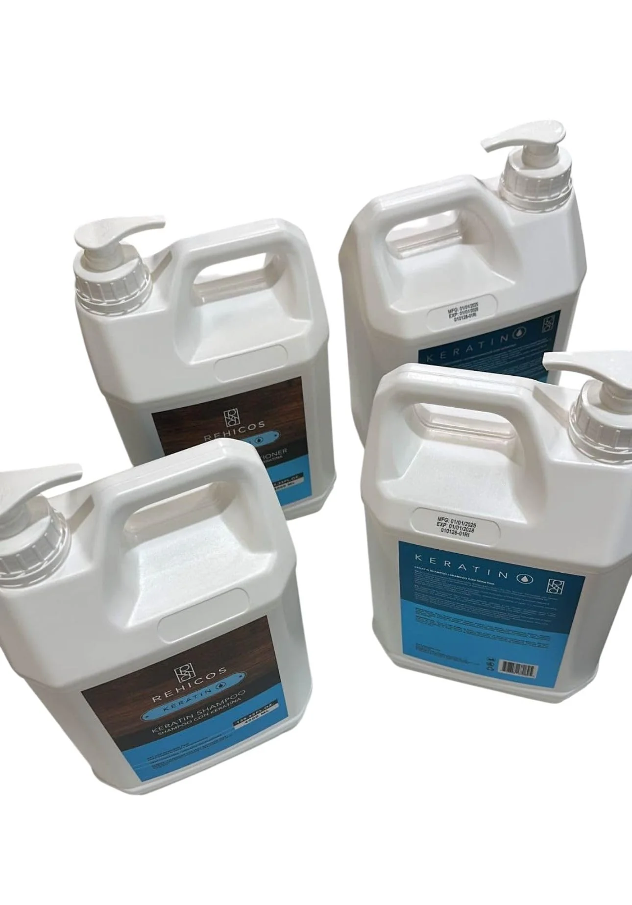 Organic REHICOS Keratin Shampoo and Conditioner Shampoo Acondicionador con Keratina Set of 2 Gallons Reusable