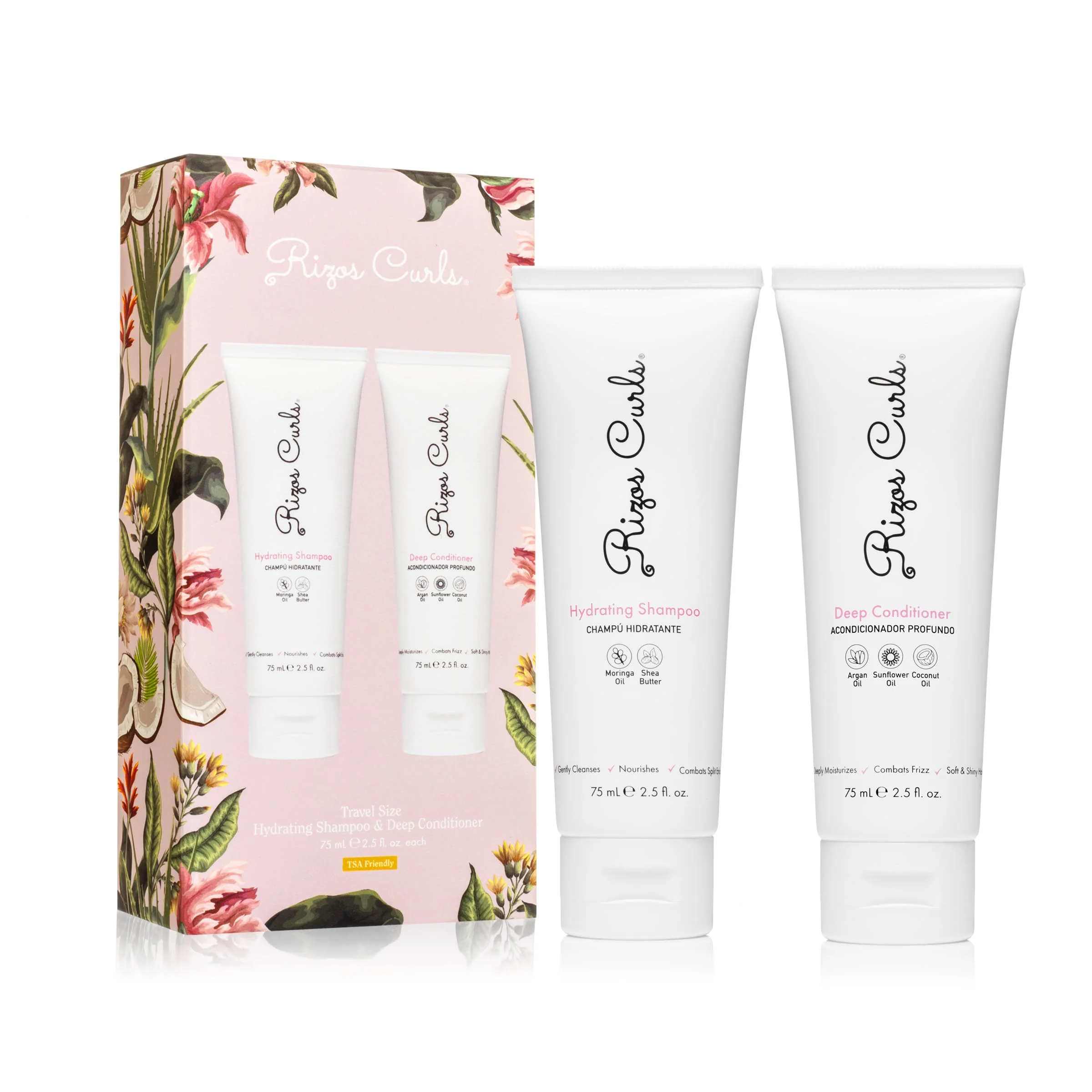 Recyclable Rizos Curls Travel Wash Day Bundle Hydrating Shampoo Deep Conditioner Bundle Moisturize Scalp Gently Cleanse and Hydrate Curly Hair Superior