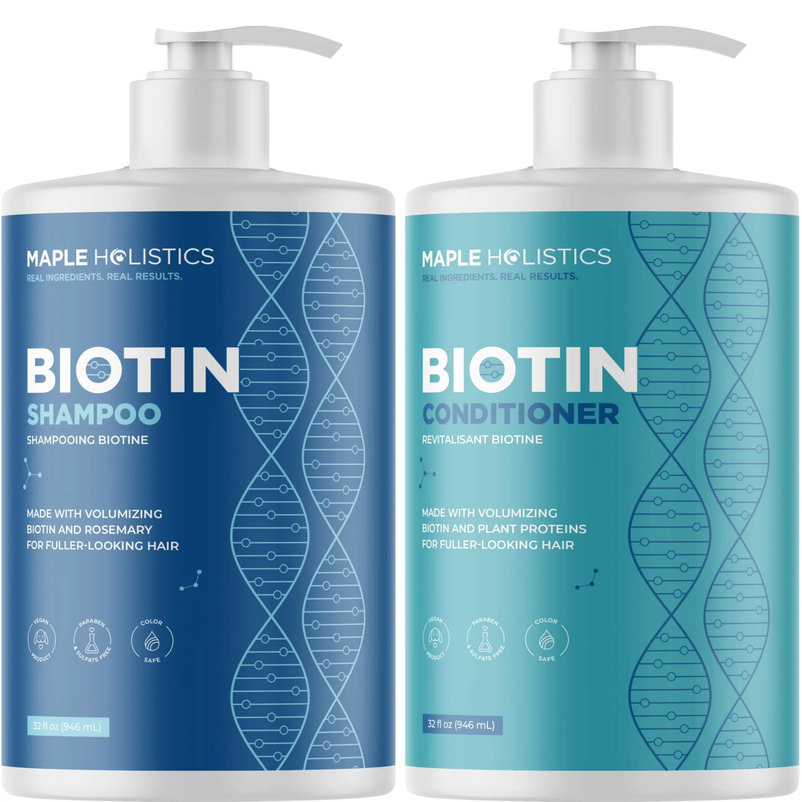 Versatile Rosemary Biotin Shampoo and Conditioner Set - Volumizing Shampoo and Conditioner for Thinning Hair for Women Men with Nourishing B Vitamins - Color User-Friendly