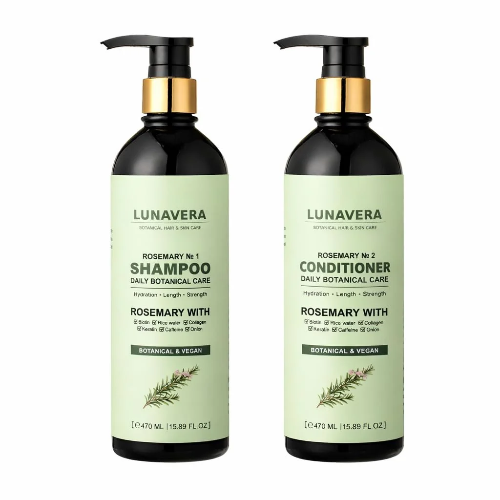 Sophisticated Rosemary Hair Growth Shampoo and Conditioner Set Natural Vegan Formula with Biotin Keratin Collagen 16.6 oz Each Outstanding