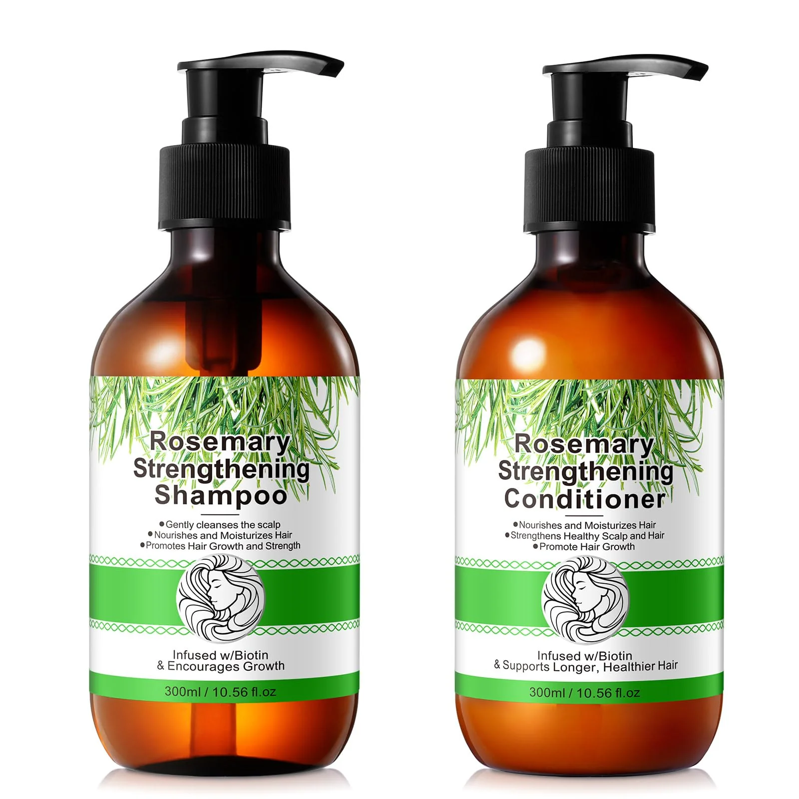 Classic Rosemary Mint Shampoo and Conditioner set Infused with Biotin Promotes Hair Growth Scalp Health Strengthen Weak and Brittle Hair for All Hair Types Modern