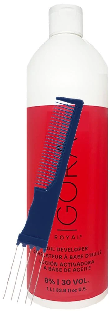 Long-Lasting Royal 9 30 Volume Developer 33.8 oz and Dual Purpose Comb Bundle 2 items Elegant