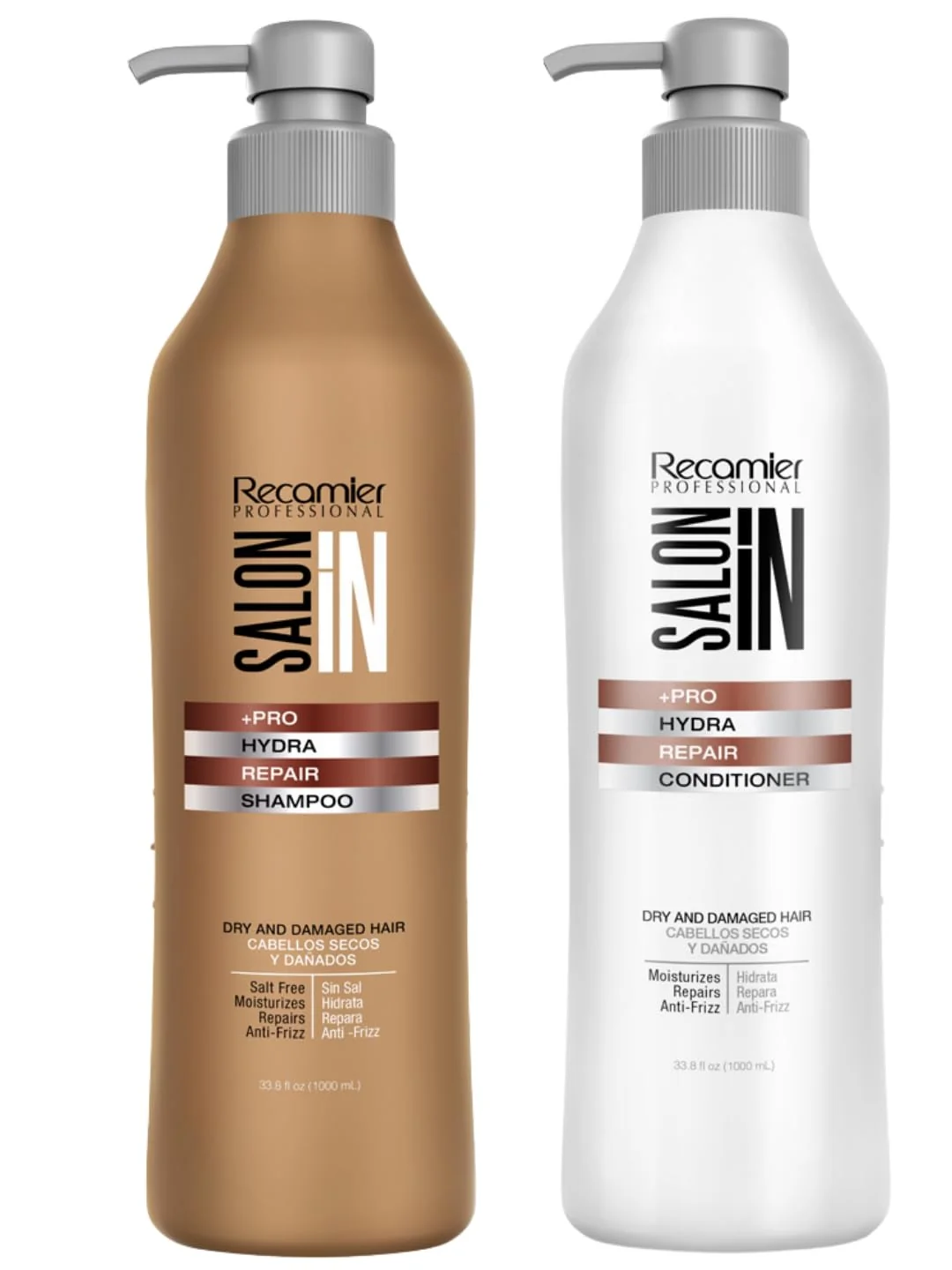 Convenient Salon In by Recamier Hydra Repair Hair Shampoo Conditioner Set 33.8 fl oz 1000 ml Dry And Damaged Hair Certified