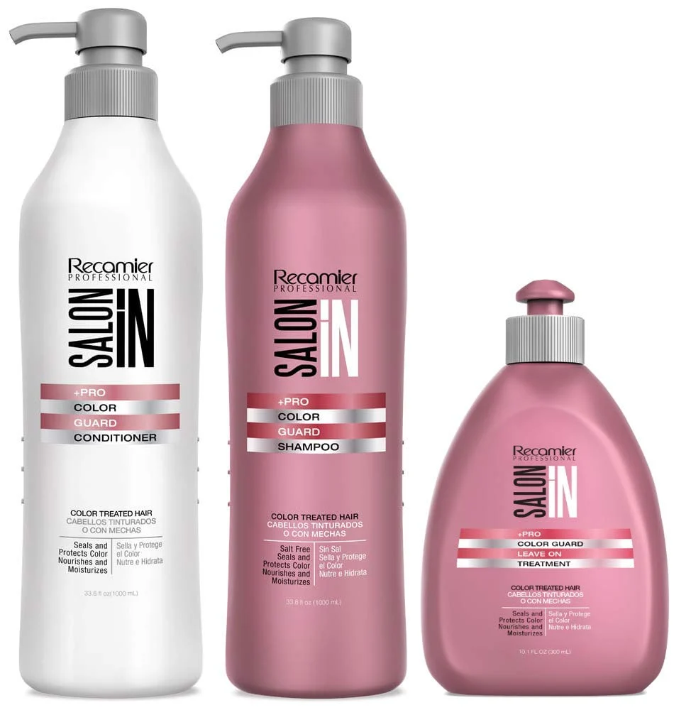 World-Class Salon In by Recamier Color Guard Shampoo and Conditioner Set Leave-On Treatment for Color-Treated Hair Helps Preserve Vibrancy in Dyed Hair High-Quality