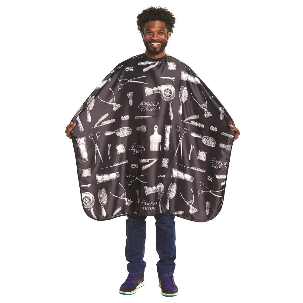 Healthy Scalpmaster Barber Print Styling Cape Snap Closure CA-4141 Breathable