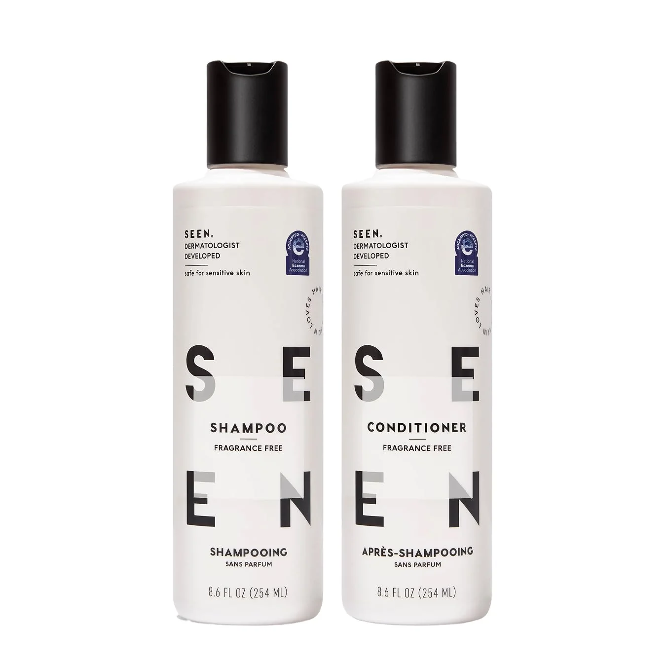 Reliable SEEN Shampoo Conditioner Bundle Fragrance- - Non-Comedogenic Hair Care Set Dermatologist-Developed Safe for Sensitive Eczema Acne-Prone Effective