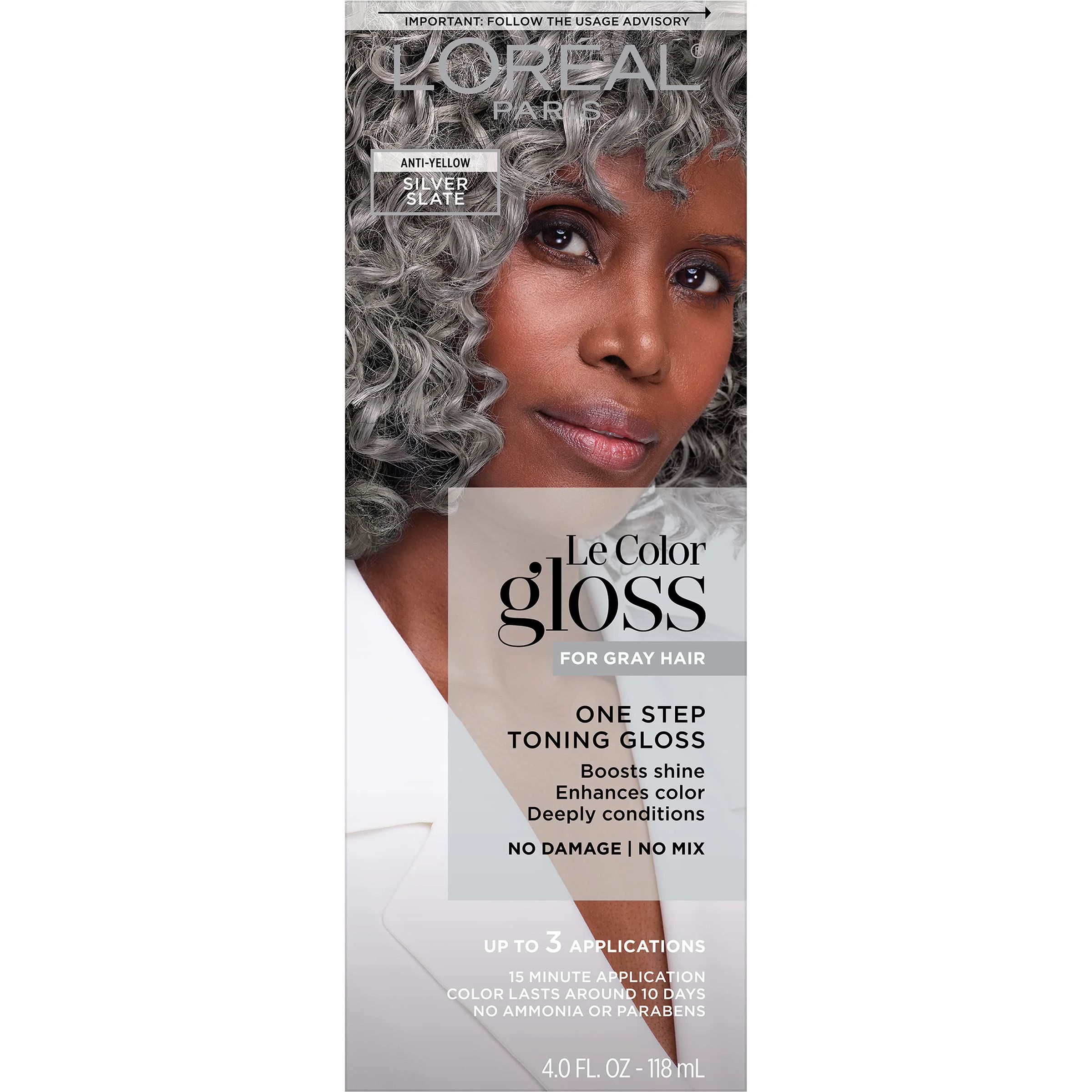 Advanced L O Paris Le Color Gloss One Step Toning Gloss In-Shower Hair Toner with Deep Conditioning Treatment Formula for Gray Hair Silver Slate 1 Kit Certified