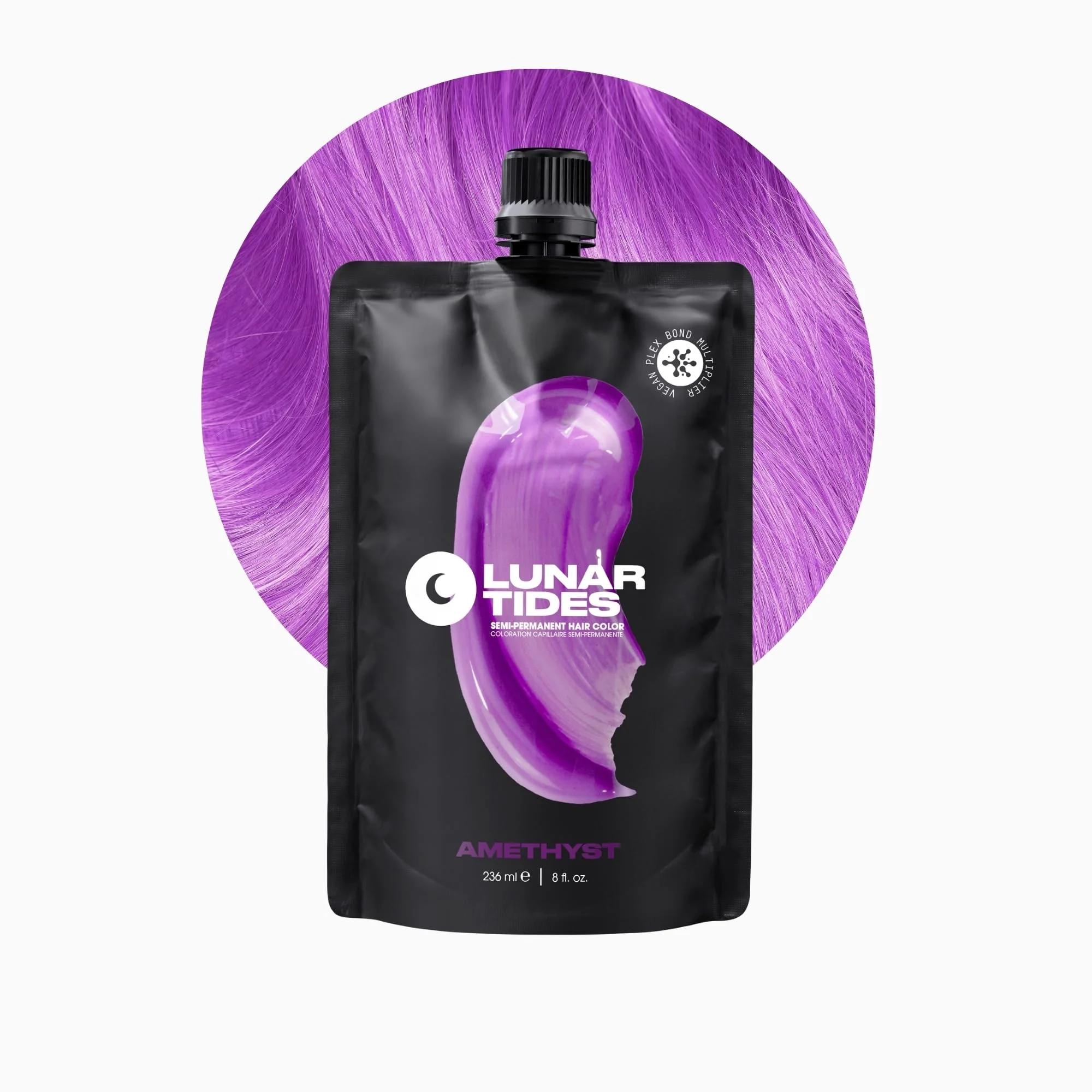 Premium Material Lunar Tides Semi-Permanent Hair Color 43 colors Amethyst 8 fl. oz. Efficient