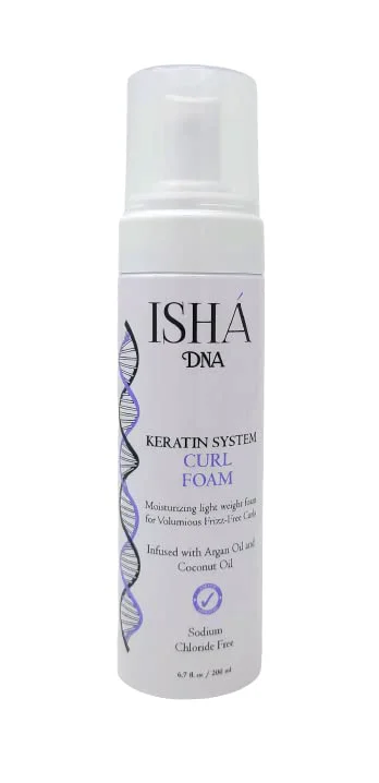 Minimalist ISHA DNA Keratin System Curl Mousse - Volumizing Curl Enhancer for Wavy or Frizz- Curls - Sulfate- with Argan and Coconut Oil High-Performance