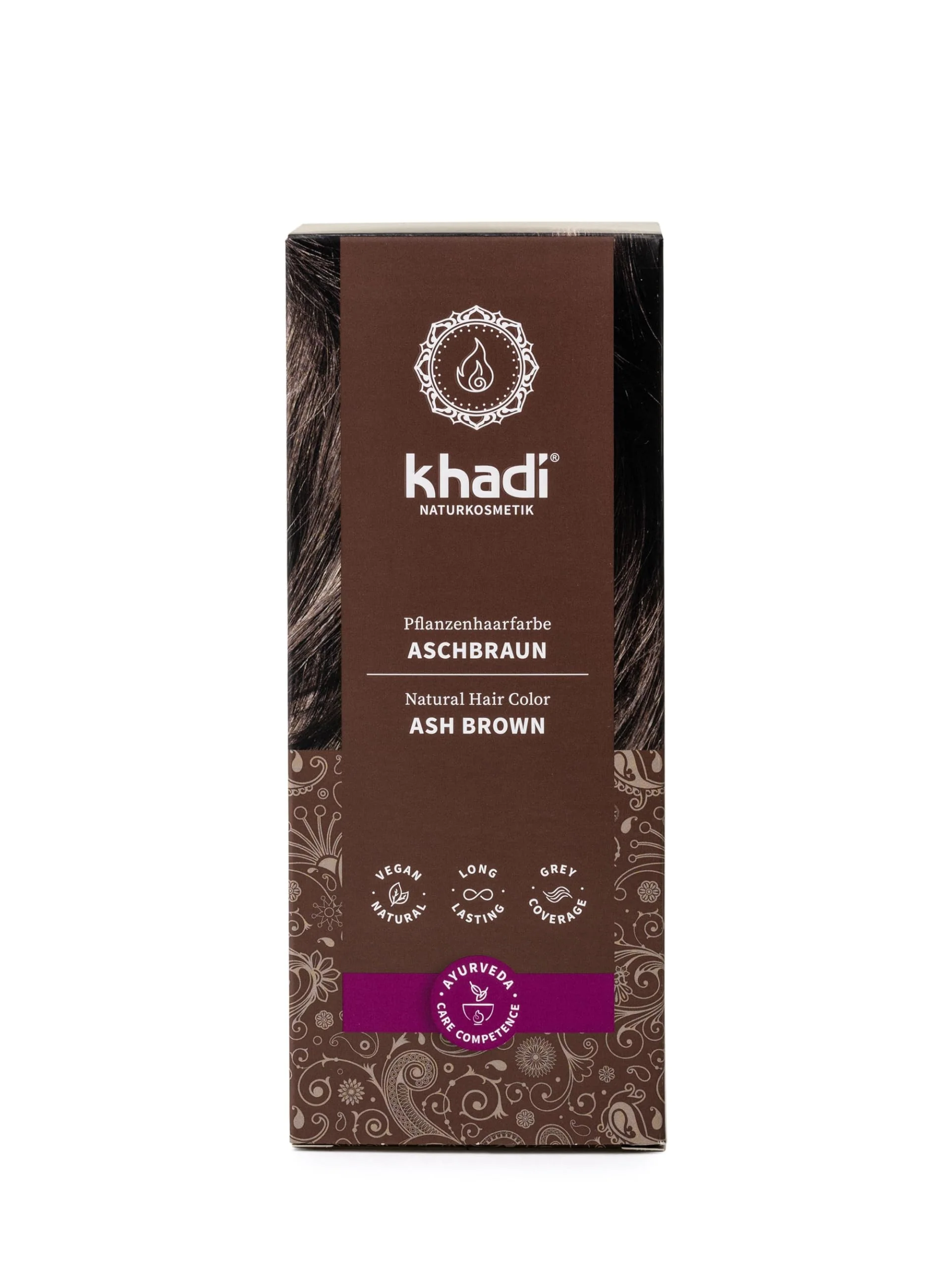 Recyclable khadi ASH BROWN Plant Hair Color - Natural cosmetics - hair color Proven