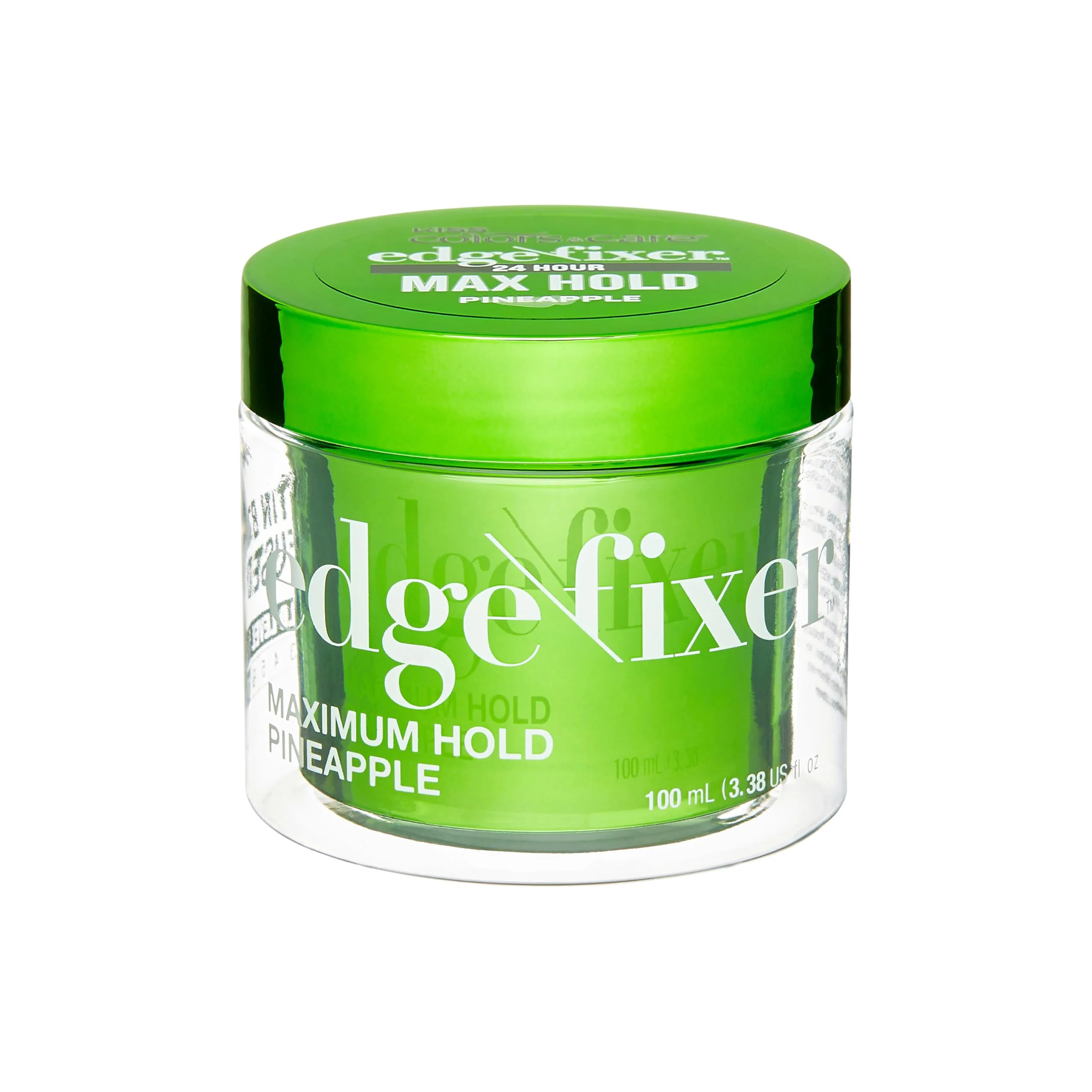 Dependable KISS COLORS CARE Maximum Hold Edge Fixer Non-Greasy Gel Formula Infused With Biotin B7 24 Hour Hold Pineapple Scented 3.38 Fl. Oz. 100 ml Traditional