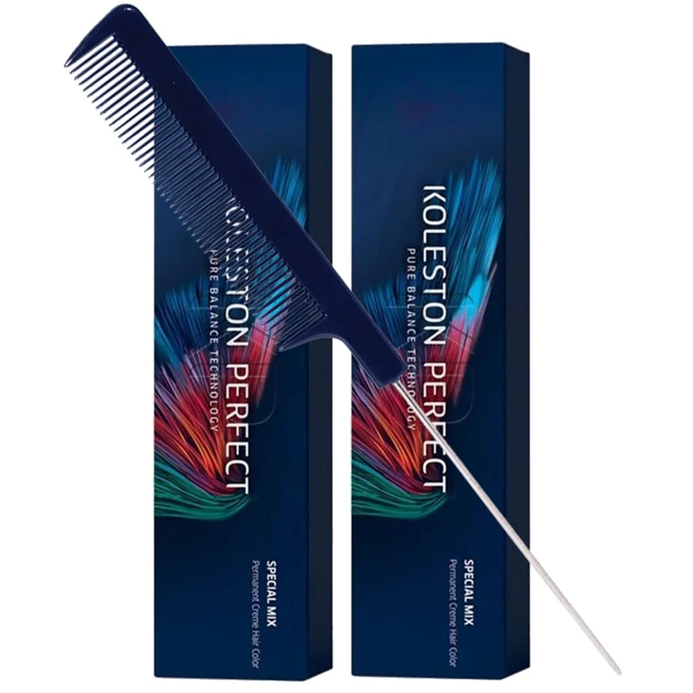 Crafted Koleston ME 0 28 Matte Pearl Permanent Hair Color Creme 2 Ounce Pack of 2 With Pin Tail Comb - Use with Welloxon Developer First-Class