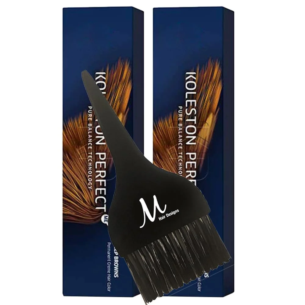 Fast Koleston ME 7 75 Medium Blonde Brown Red-Violet Permanent Hair Color Creme 2 Ounce Pack of 2 With Tint Brush - Long-Lasting Gray Coverage First-Class
