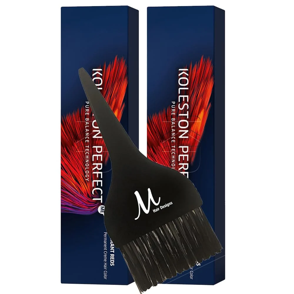 Clean Koleston ME 77 44 Intense Medium Blonde Red Red Permanent Hair Color Creme 2 Ounce Pack of 2 With Tint Brush - Long-Lasting Gray Coverage Functional