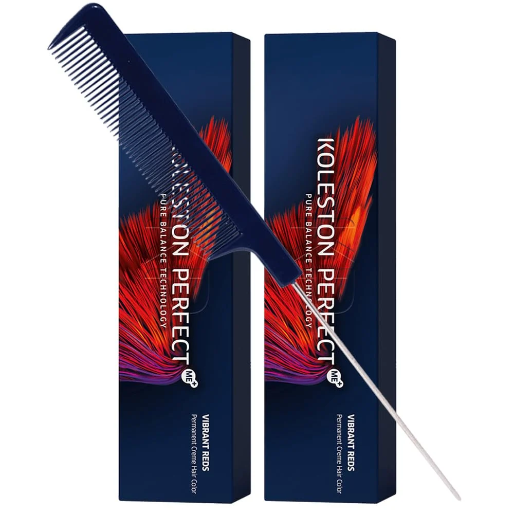Advanced Koleston ME 8 41 Light Blonde Red Ash Permanent Hair Color Creme 2 Ounce Pack of 2 With Pin Tail Comb - Use with Welloxon Developer Healthy
