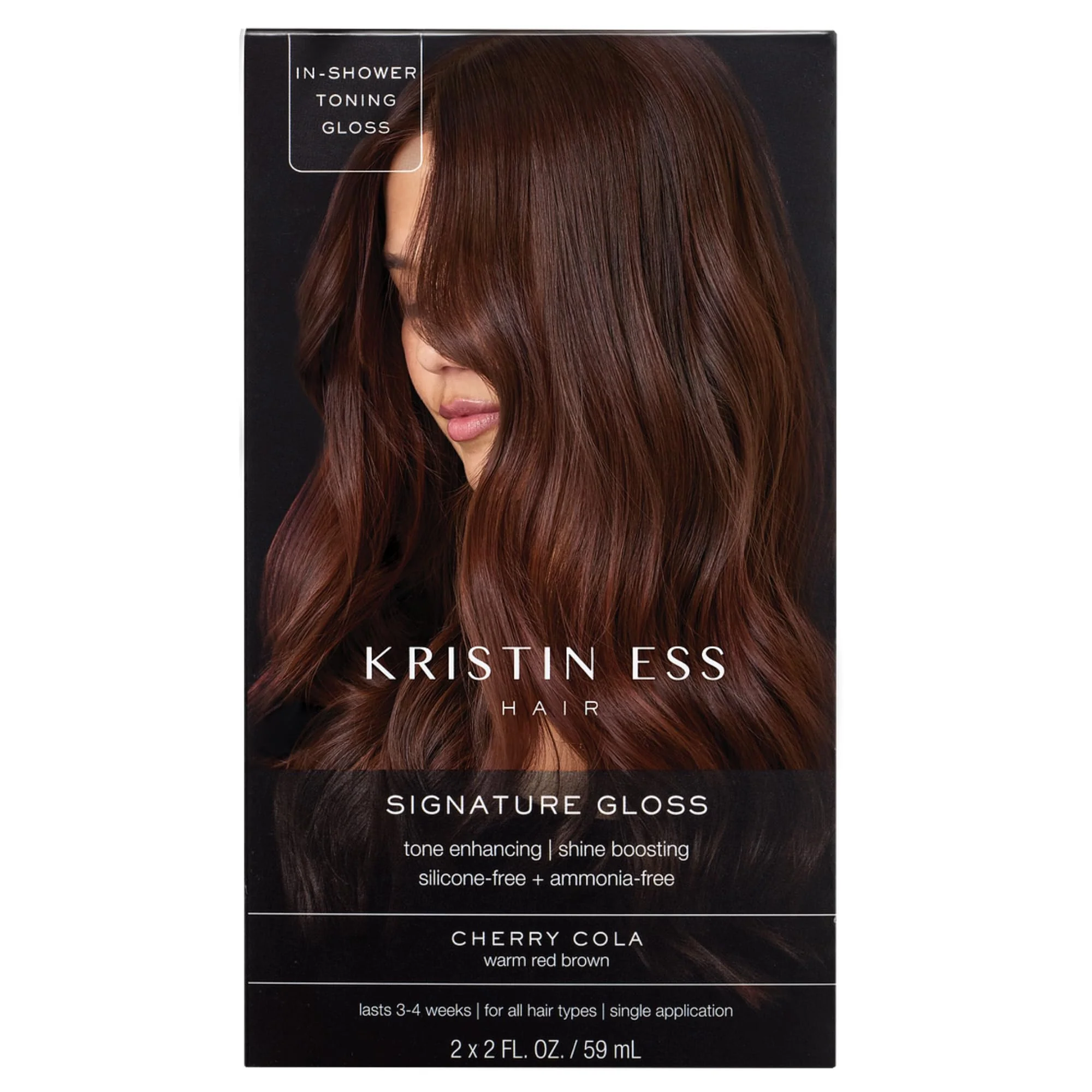 Premium Material Kristin Ess Hair Gloss in Cherry Cola Warm Red Brown - 4 Wk Semi Permanent Hair Dye Glaze - Color Depositing Conditioner Brassy Toner for Vibrant Relaxed