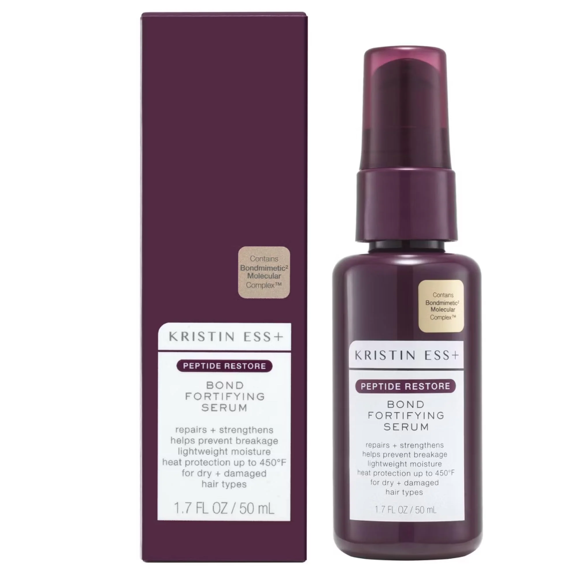 Smooth Kristin Ess Peptide Restore Fortifying Hair Serum for Frizz Damaged Hair - Moisturizing Peptide Bond Repair with Heat Protectant - Vegan Sulfate High-Performance