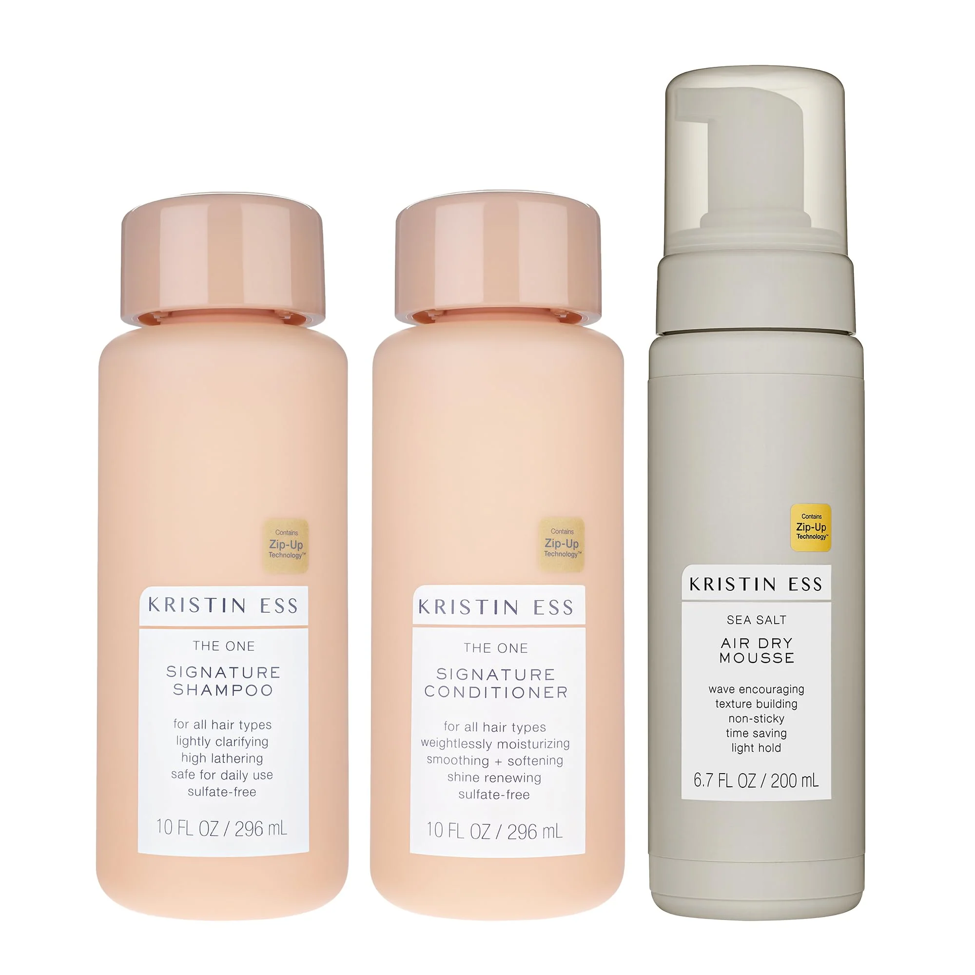 Green Kristin Ess Hair The One Signature Set - Lightly Clarifying Sulfate Shampoo Hydrating Conditioner Texturizing Sea Salt Air Dry Volumizing Consistent