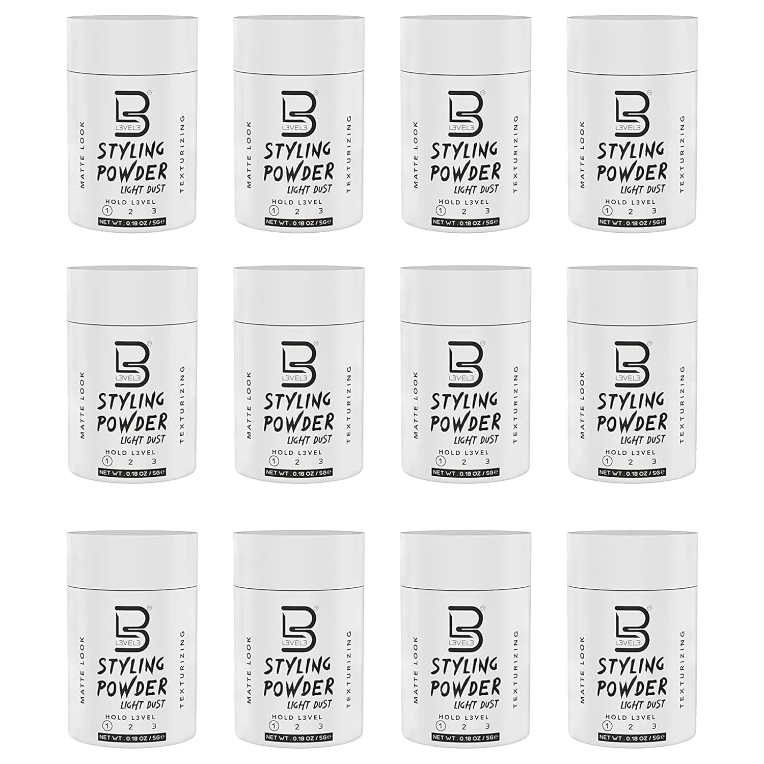 Optimized L3 Level 3 Travel Styling Powder - Small 0.18 oz for Travel - Natural Look Mens Powder - Sample Styling Powder 12 White Durable