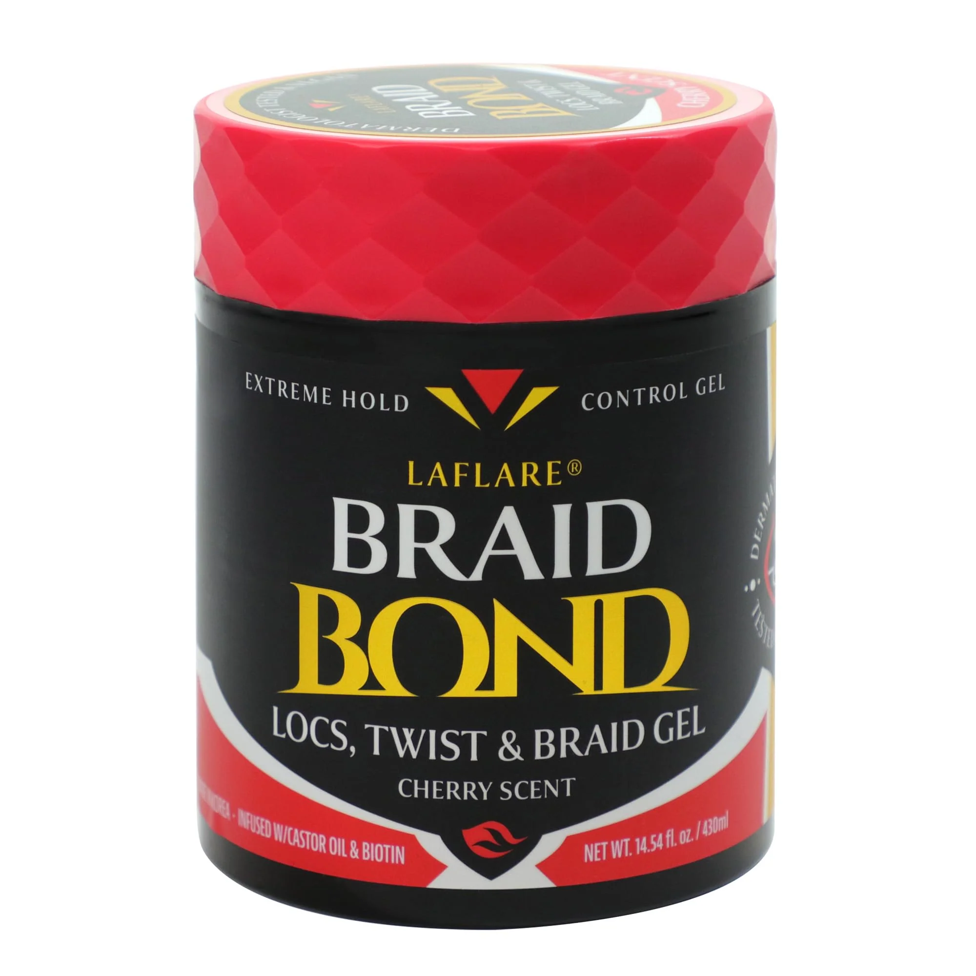 Lightweight Laflare 430 ml Braid Bond Gel Bulk Extreme Hold for Natural Kids Hair Vegan Nourishing Braiding Hair Twist Hair Cherry High-Performance
