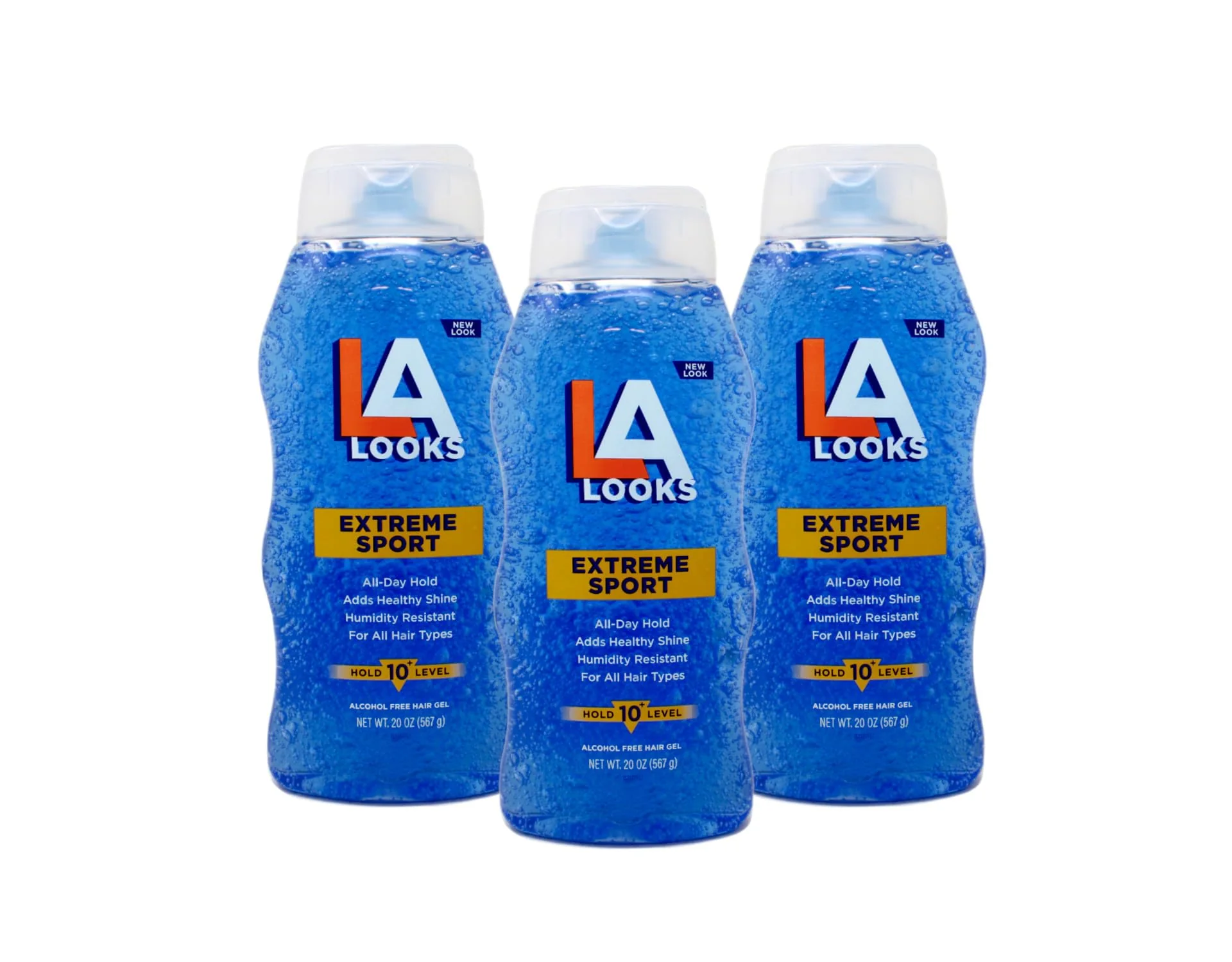 Enhanced LA Looks Extreme Sport Hair Gel All-Day Hold Humidity Resistant Alcohol Hold Level 10 20 oz Pack of 3 Fine
