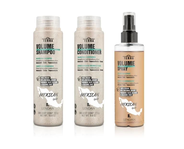 Certified Lendan - Hair Volume Kit - Terra Mexican Spirit - Shampoo 300 ml Conditioner 300 ml Spray 200 ml Prestigious