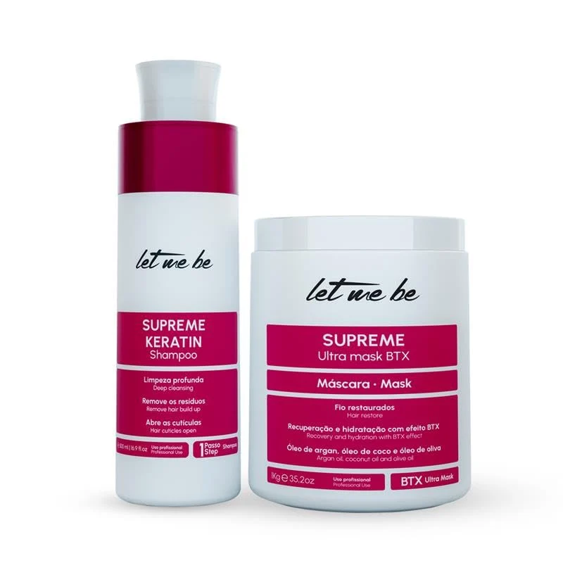 Carefully Designed Let Me Be Supreme Hair Care Bundle - Supreme Shampoo 500ml 16.9 fl oz Supreme Botox Hair Treatment 1kg 35.2 oz - Nourishing Smoothing Care Set Authentic