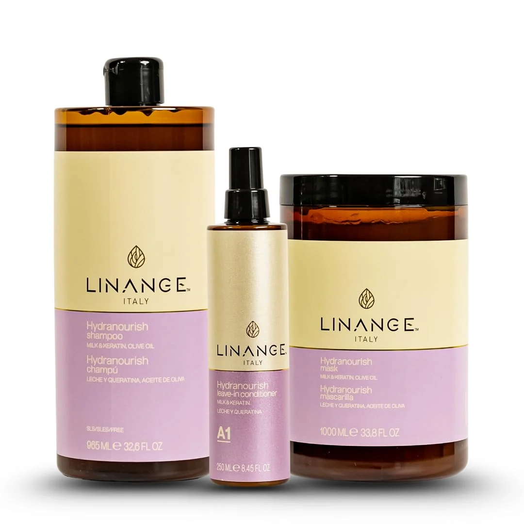 Long-Lasting Linange Milk Keratin Set 33.8 Oz Shampoo 33.8 Oz Mask 8.45 Oz High-End