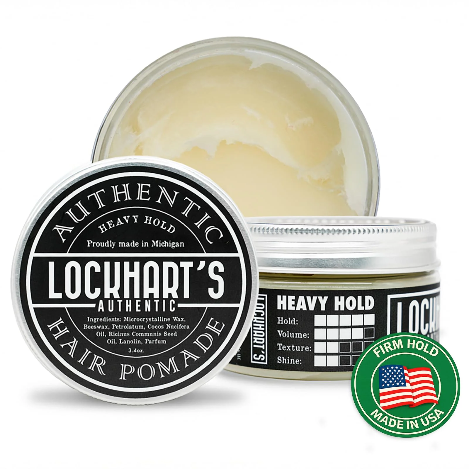 Original Design Lockhart s Heavy Hold - Handcrafted Pomades for Men - World's Strongest Oil Based Pomade - Humidity Sweat Proof - Low Shine Heaviest Hold - Coco Healthy