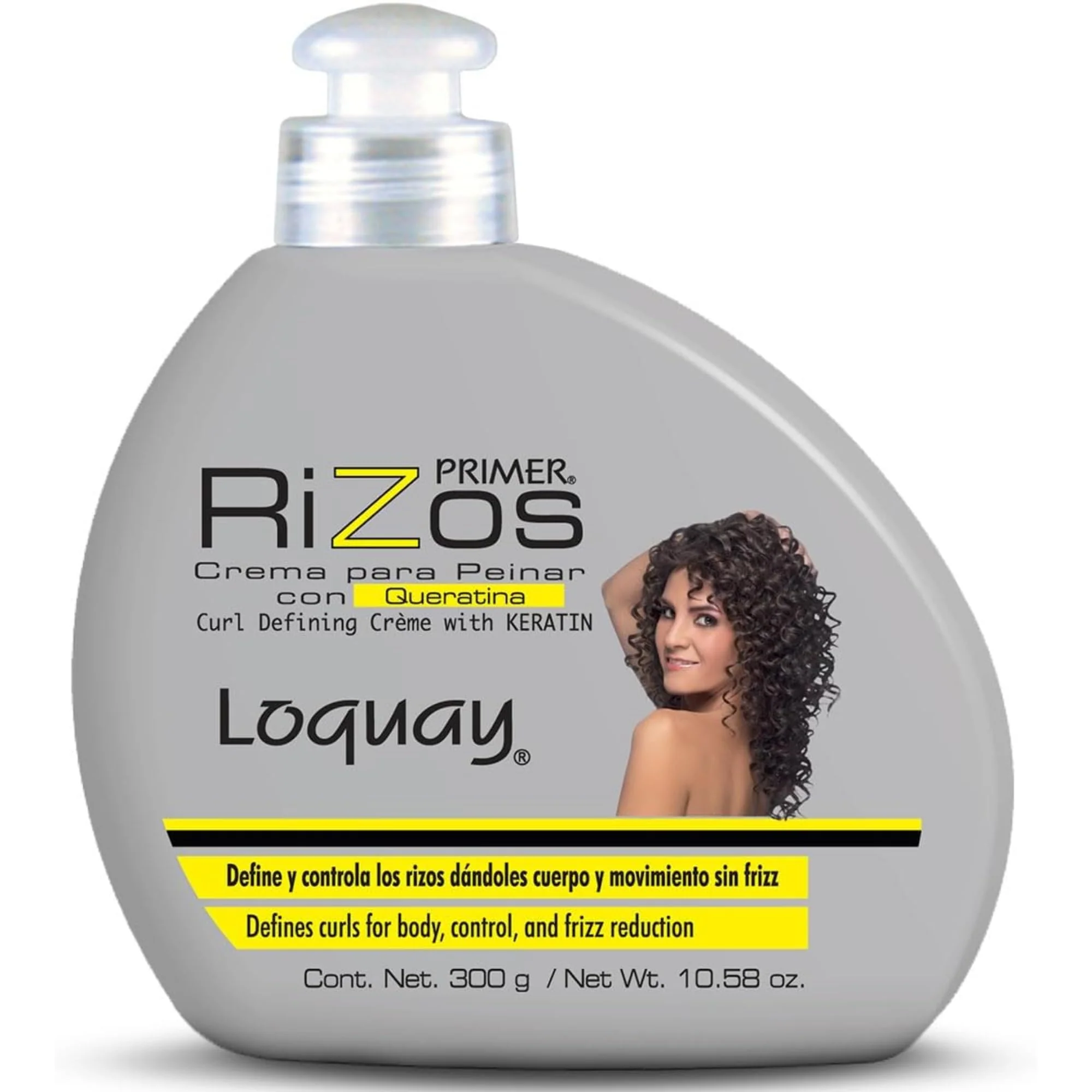 Fashionable Loquay Primer Rizos Keratin Hair Cream 10.58 oz - Hair Styling Products for Smooth Finish - Crema Para Peinar Con Queratina - Professional Styling Pure