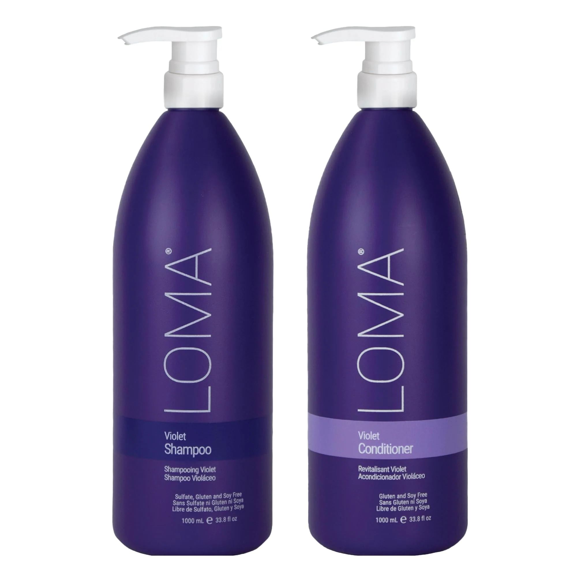 Natural Loma Hair Care Violet Shampoo Violet Conditioner Duo 33.8 Fl Oz each Carefully Designed