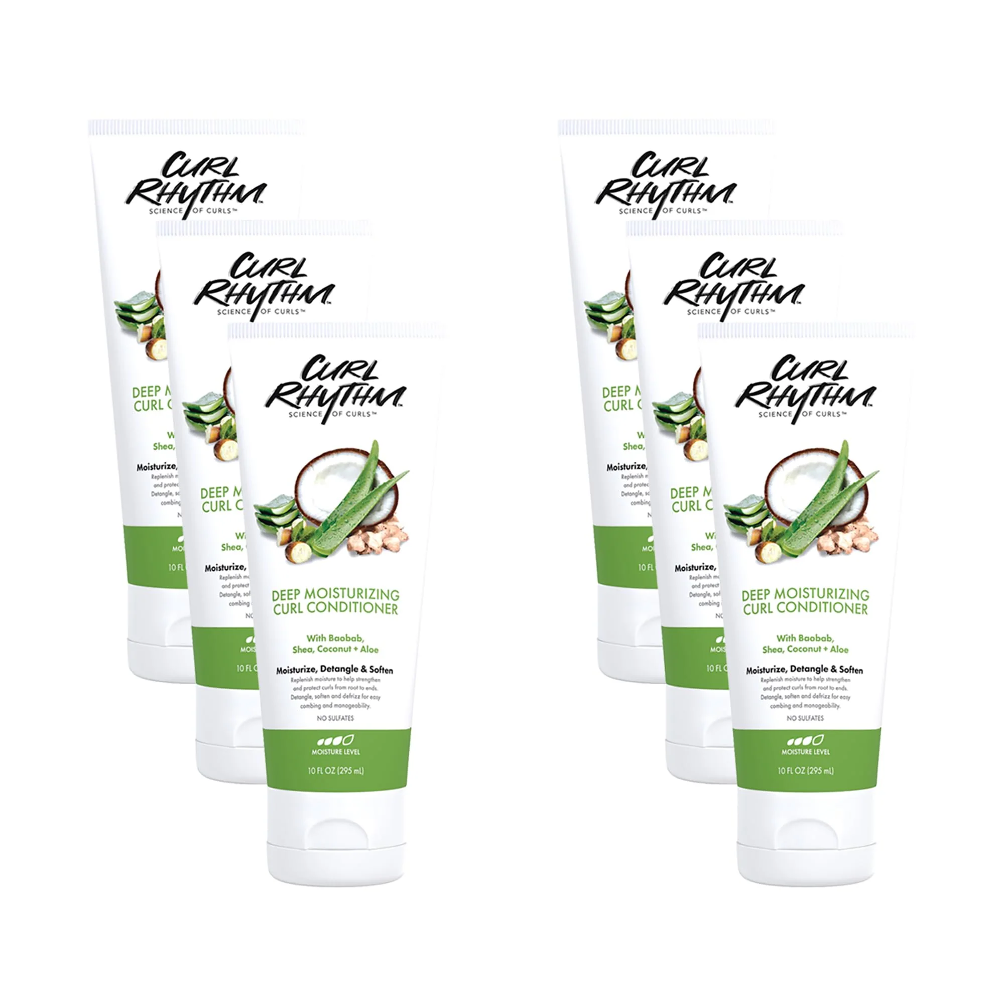 Pure Curl Rhythm Deep Moisturizing Curl Conditioner - Curly Hair Conditioner with Shea Butter Coconut and Aloe - Strengthens and Protects Curls - 6 pc Excellent