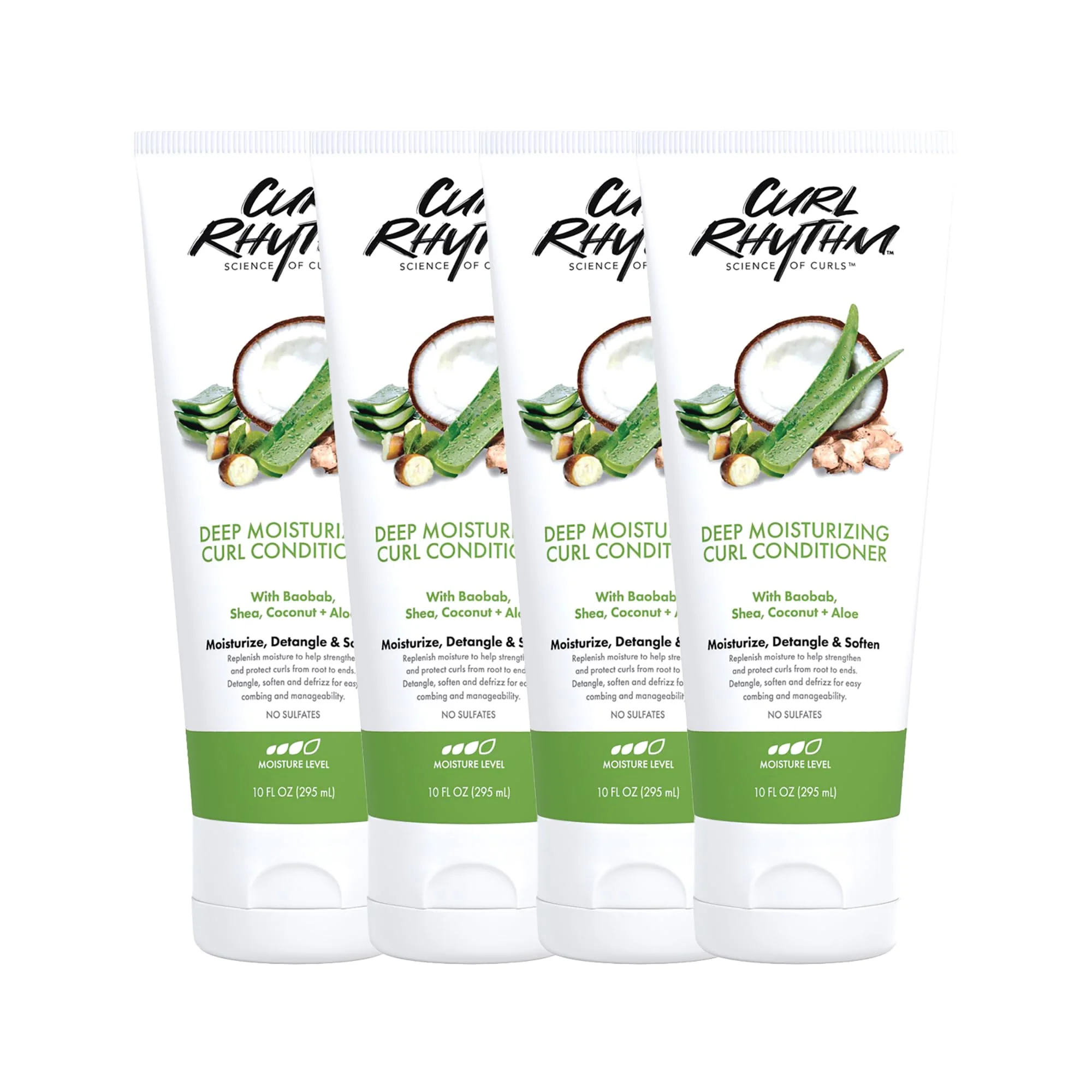 Modern Curl Rhythm Deep Moisturizing Curl Conditioner - Curly Hair Conditioner with Shea Butter Coconut and Aloe - Strengthens and Protects Curls - 4 pc Crafted