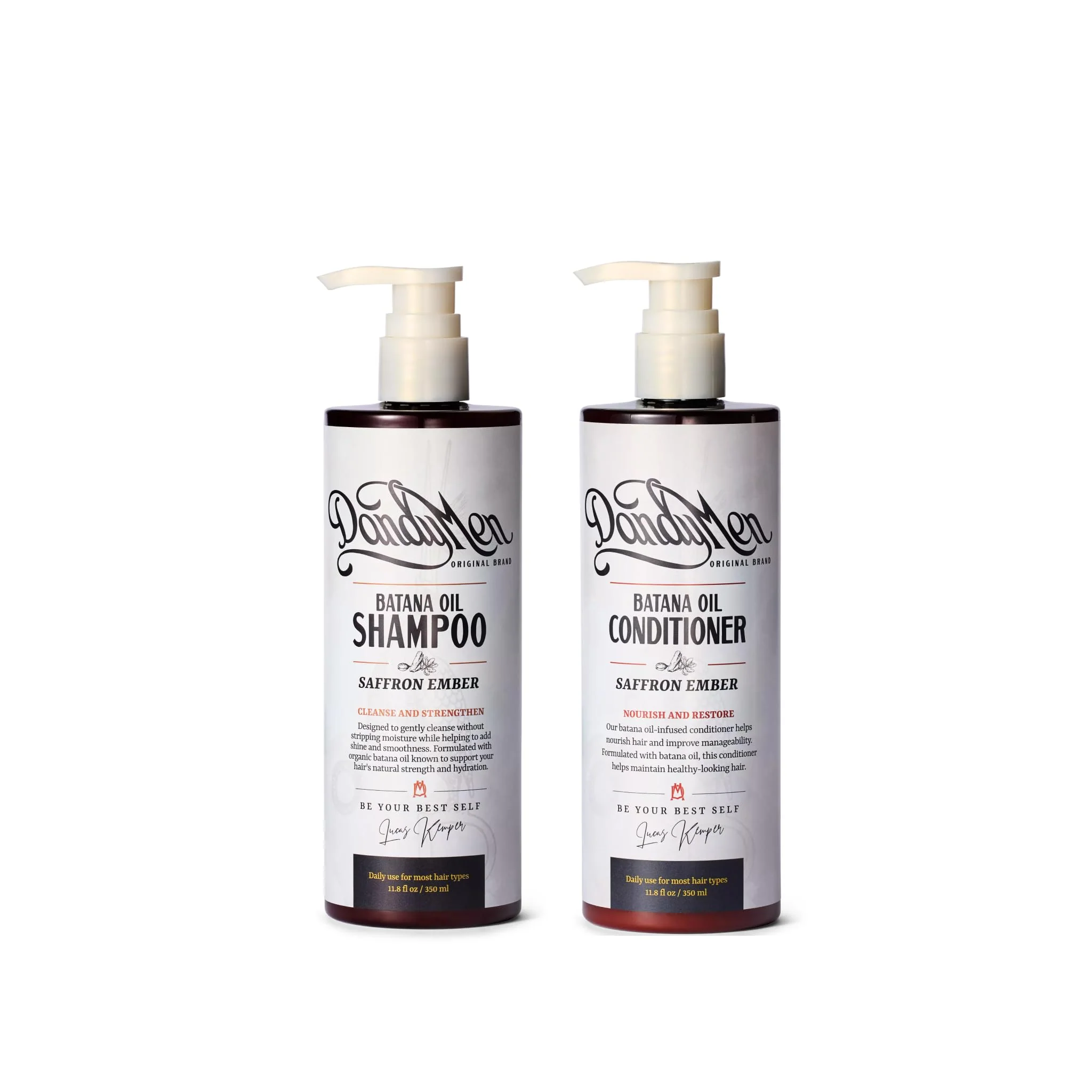 High-Grade DandyMen Batana Oil Set - Hydrating Shampoo Conditioner for Wavy Curly Hair - Frizz Control Curl Definition - Saffron Ember Scent Outstanding