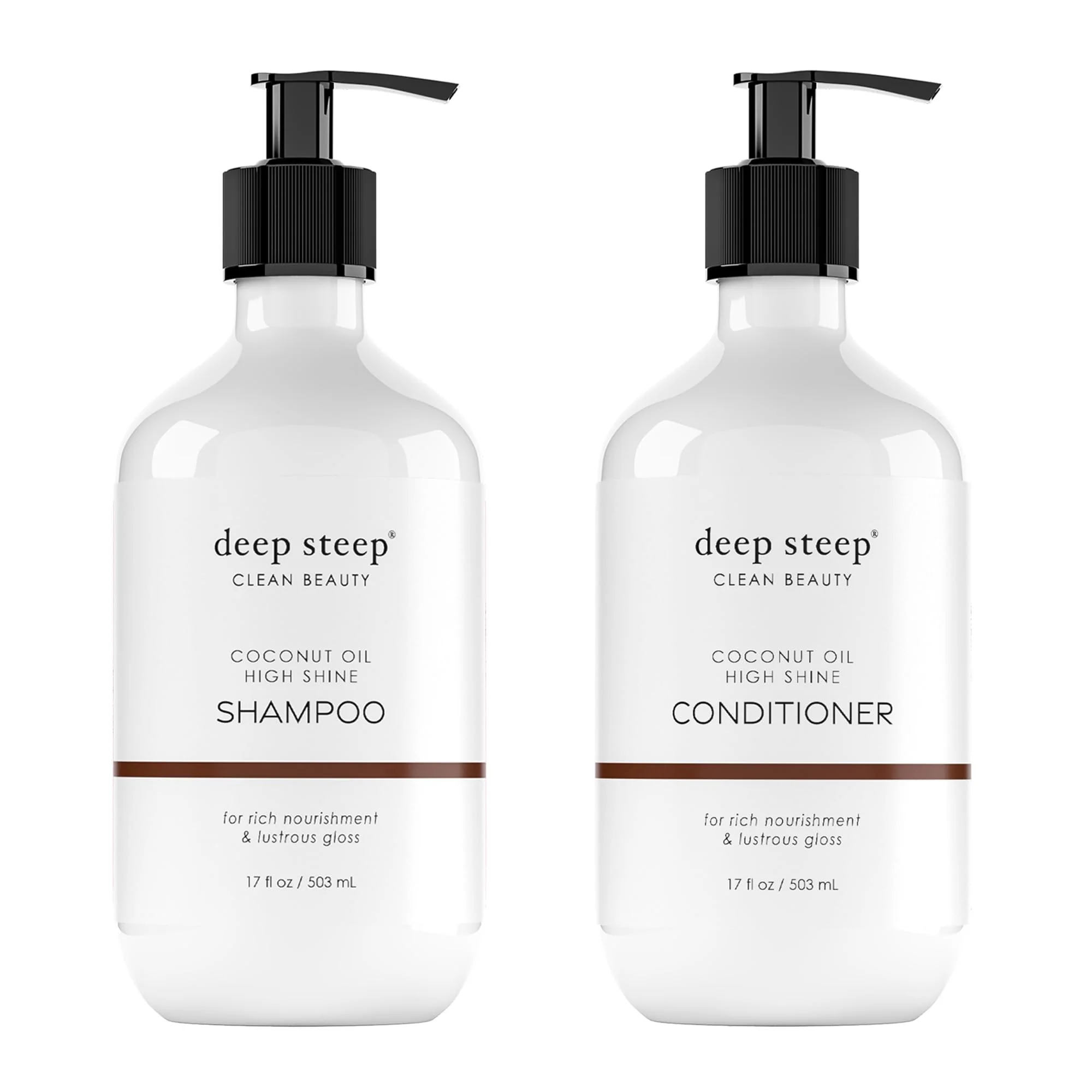 Contemporary Deep Steep High Shine Coconut Oil Shampoo Conditioner 17 oz - Moisturizing Shampoo with Aloe Vera Argan Oil Rice Protein - Sulfate- Vegan Casual