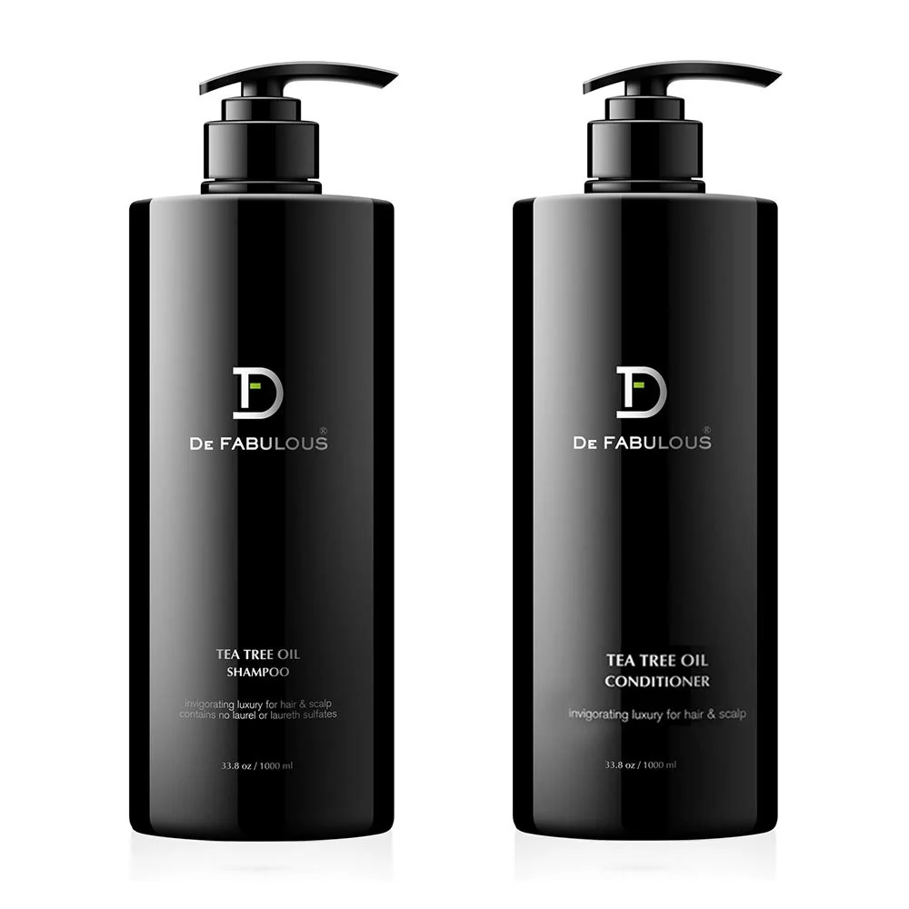 Premium Material De Fabulous Tea Tree Oil Shampoo Conditioner Set - Scalp Detox Hair Revitalization - Deep Cleanse Hydrate Add Shine - Sulfate- - 33.8 fl oz Original