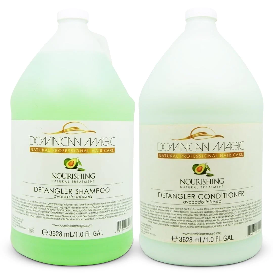 Long-Lasting Dominican Avocado Detangler Shampoo Conditioner - 1-Gallon Duo Set - Deep Moisture Strength for All Hair Types- Tangle- Hair Salon Artisan
