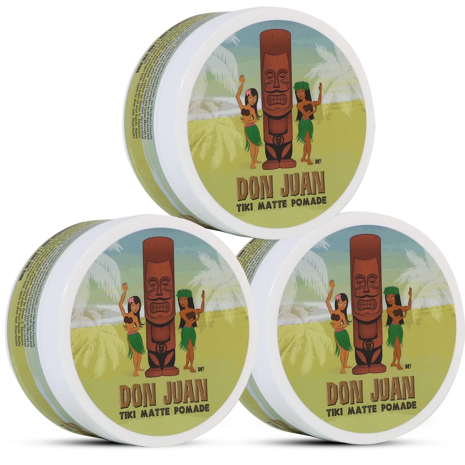Fine Crafted Don Juan Tiki Matte Pomade Water Based High Hold Matte Finish Natural Plant Extracts and Ocean Minerals Mai Tai Tropical Scent 4oz Pack Sustainable