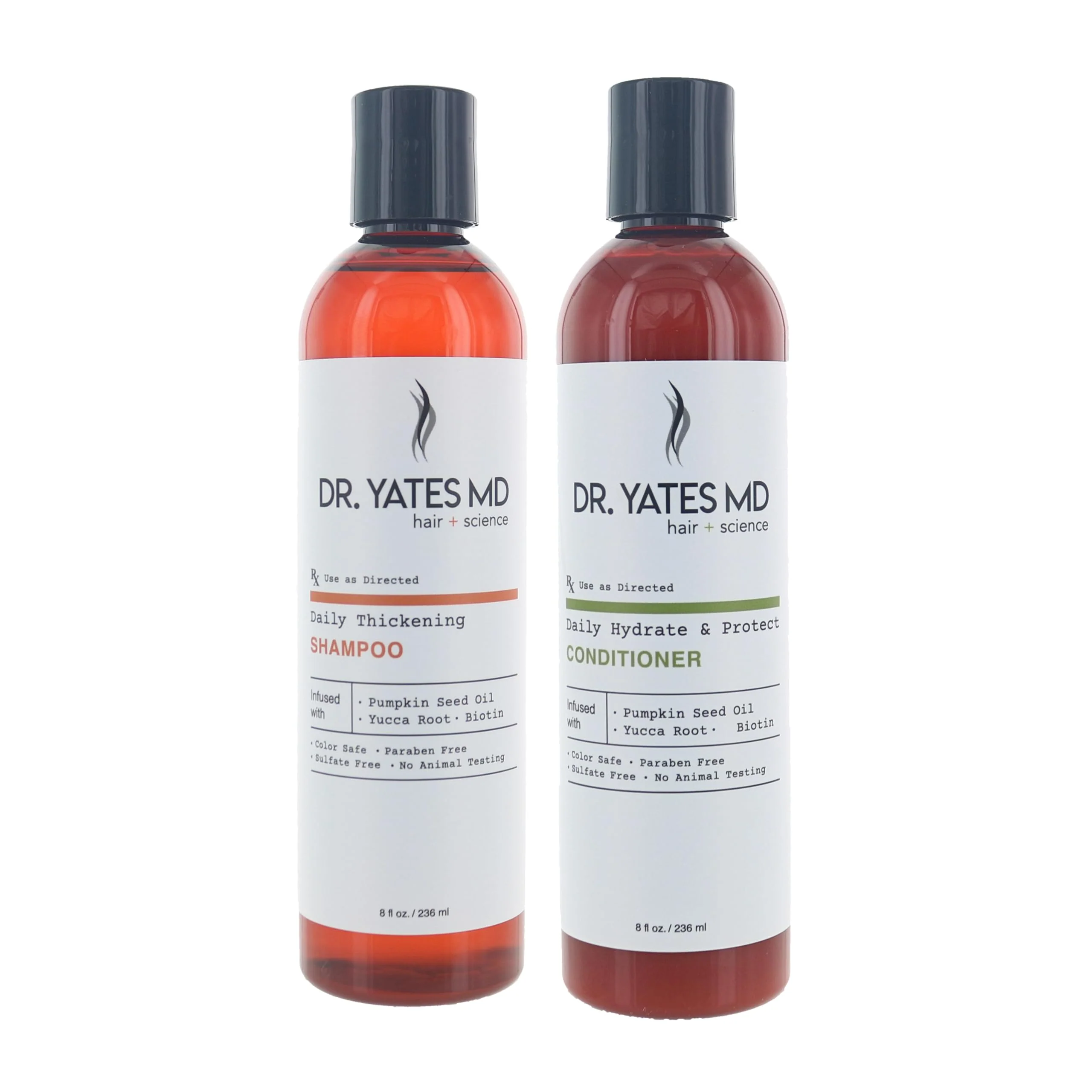 Green Dr. Yates MD - Daily Thickening Shampoo Bundle with Hydrate and Protect Conditioner with Pumpkin Seed Oil Yucca Root and Biotin Advanced