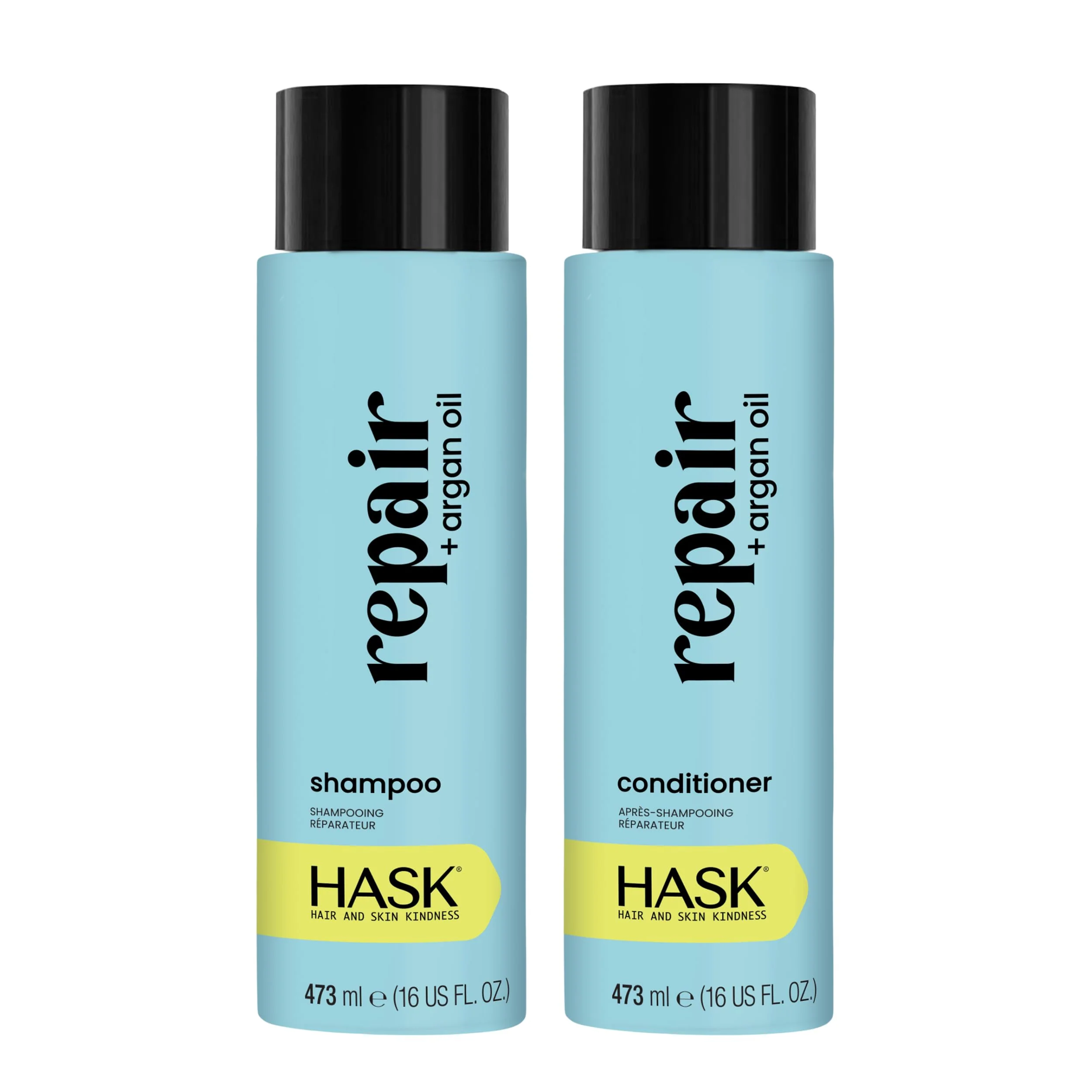 Next-Generation HASK Repair Argan Oil Shampoo Conditioner Set Color Safe Sulfate- Paraben- Gluten- Cruelty- 16oz each 2 Pack High-End