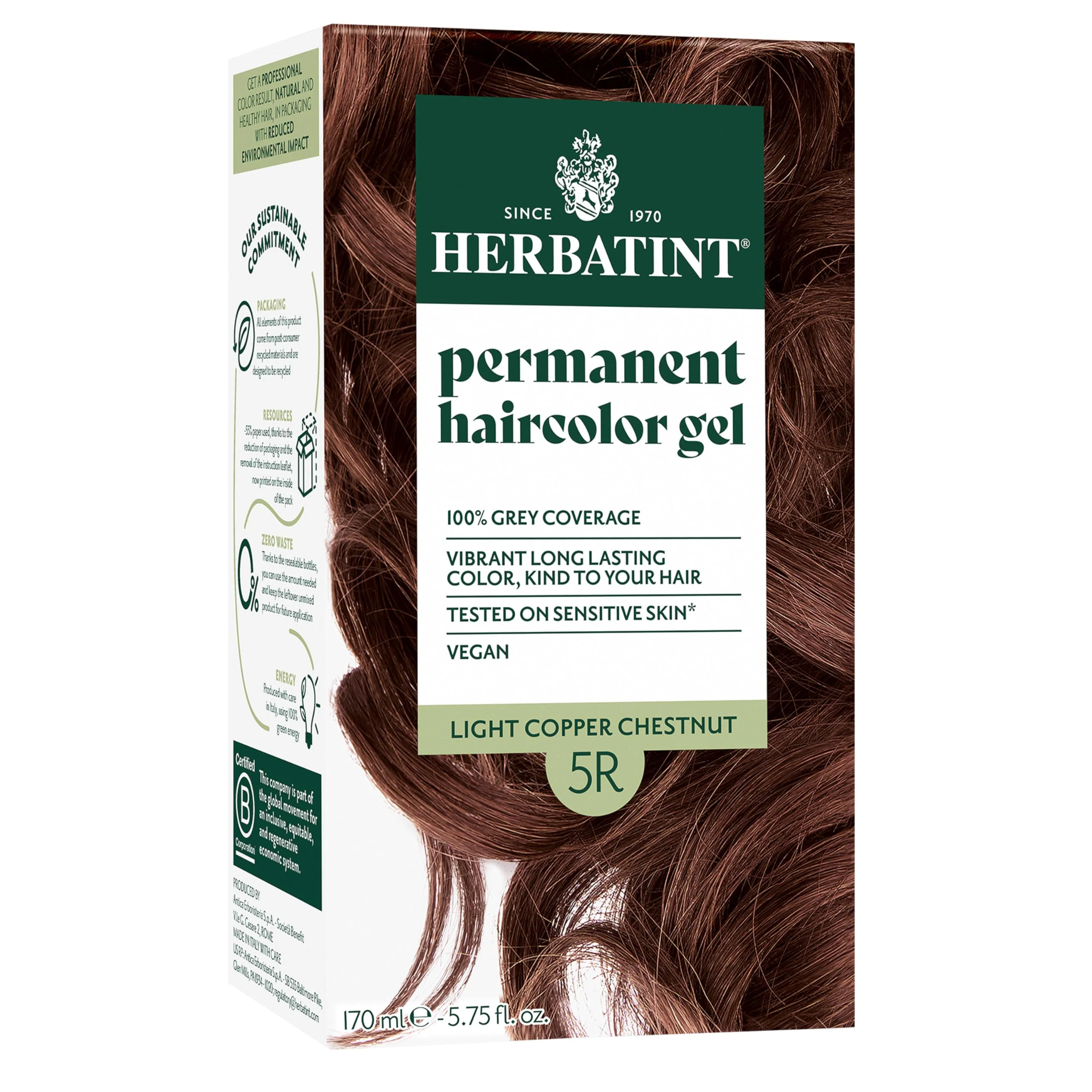 Professional Herbatint Permanent Hair Dye For Women - 5R Light Copper Chestnut Versatile