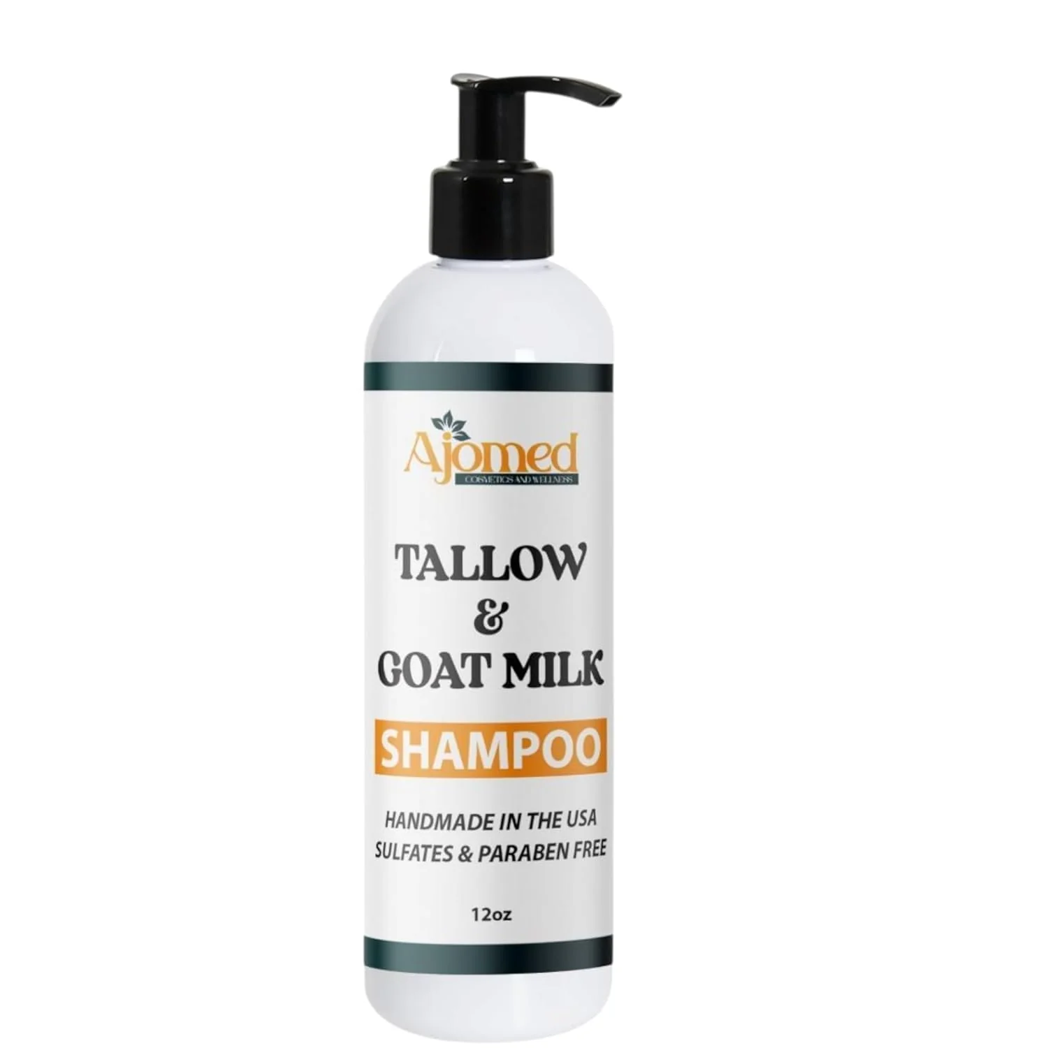 Powerful AJOMED Cosmetics Goat Milk and Tallow Shampoo - Tallow Moisturizing Hair Care for Dry Damaged Split Ends - Silicone Paraben Sulfate Shampoo Green