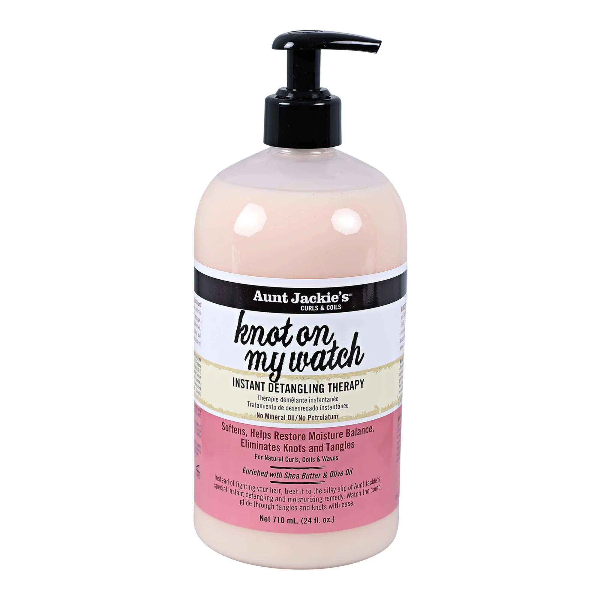 Functional Aunt Jackie's Curls and Coils Knot On My Watch Large 24oz Family Sized Pump Instant Hair Detangling Therapy for Natural Curls Coils and Waves Next-Generation
