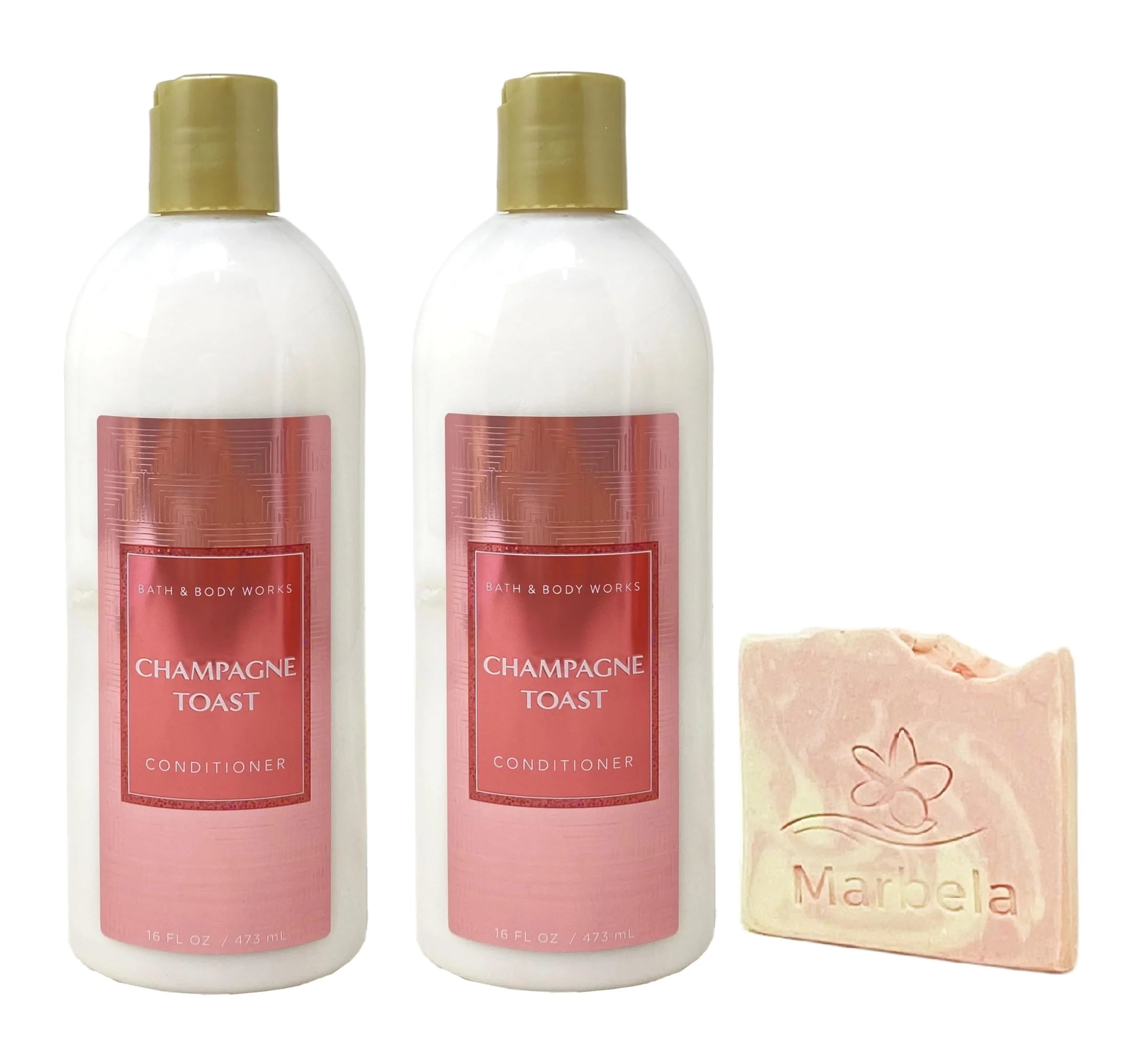 Relaxed Bath Body Works Champagne Toast 2 Pack Conditioner Bundle with a Himalayan Salts Springs Sample Soap - Full Size User-Friendly